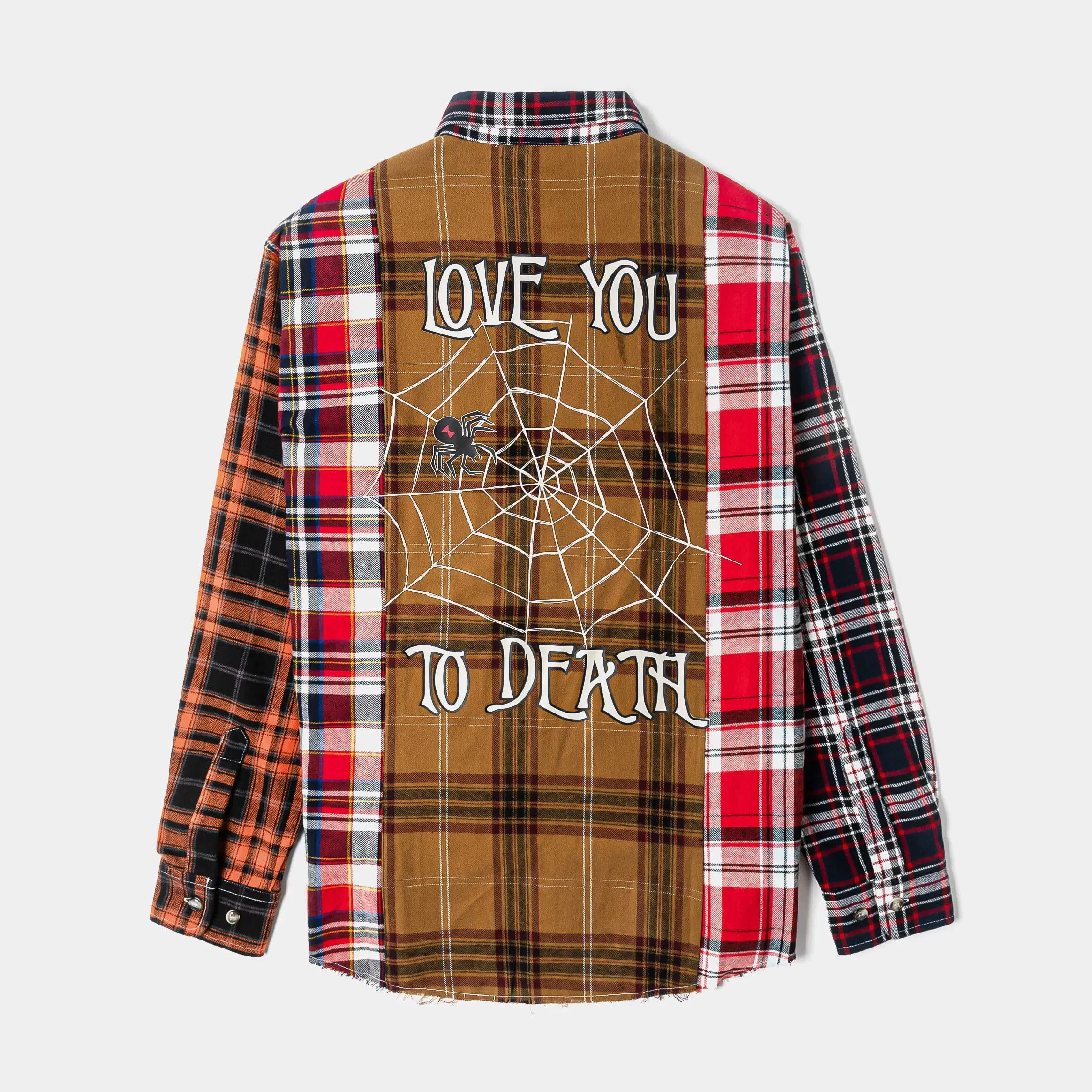 NIGHTMARE BEFORE XMAS X SP The Nightmare Before Christmas By Shoe Palace To Death Plaid Flannel Mens Long Sleeve Shirt (Brown/Multi)