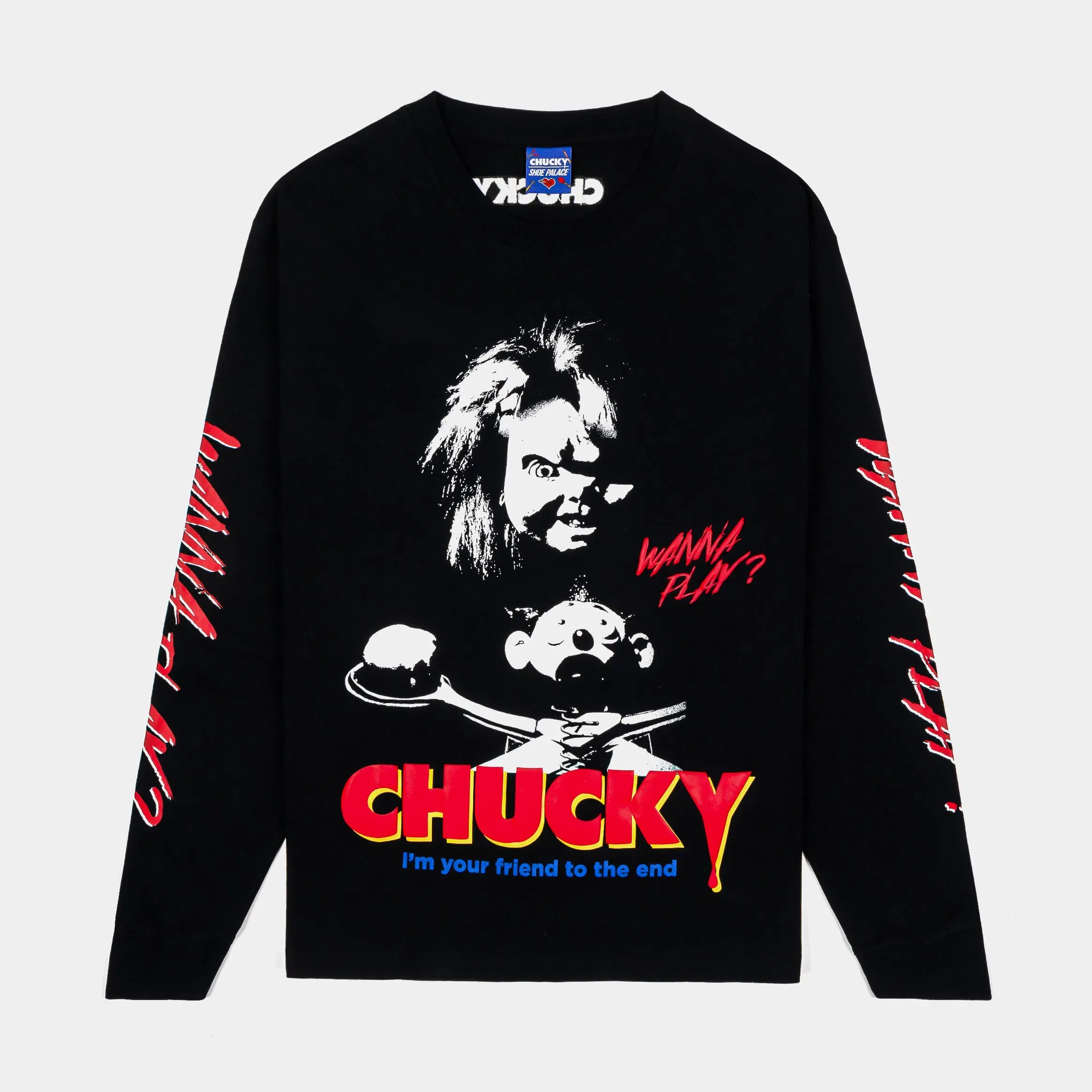 CHUCKY X SP SP x Chucky Wanna Play Mens Long Sleeve Shirt (Black/Red)