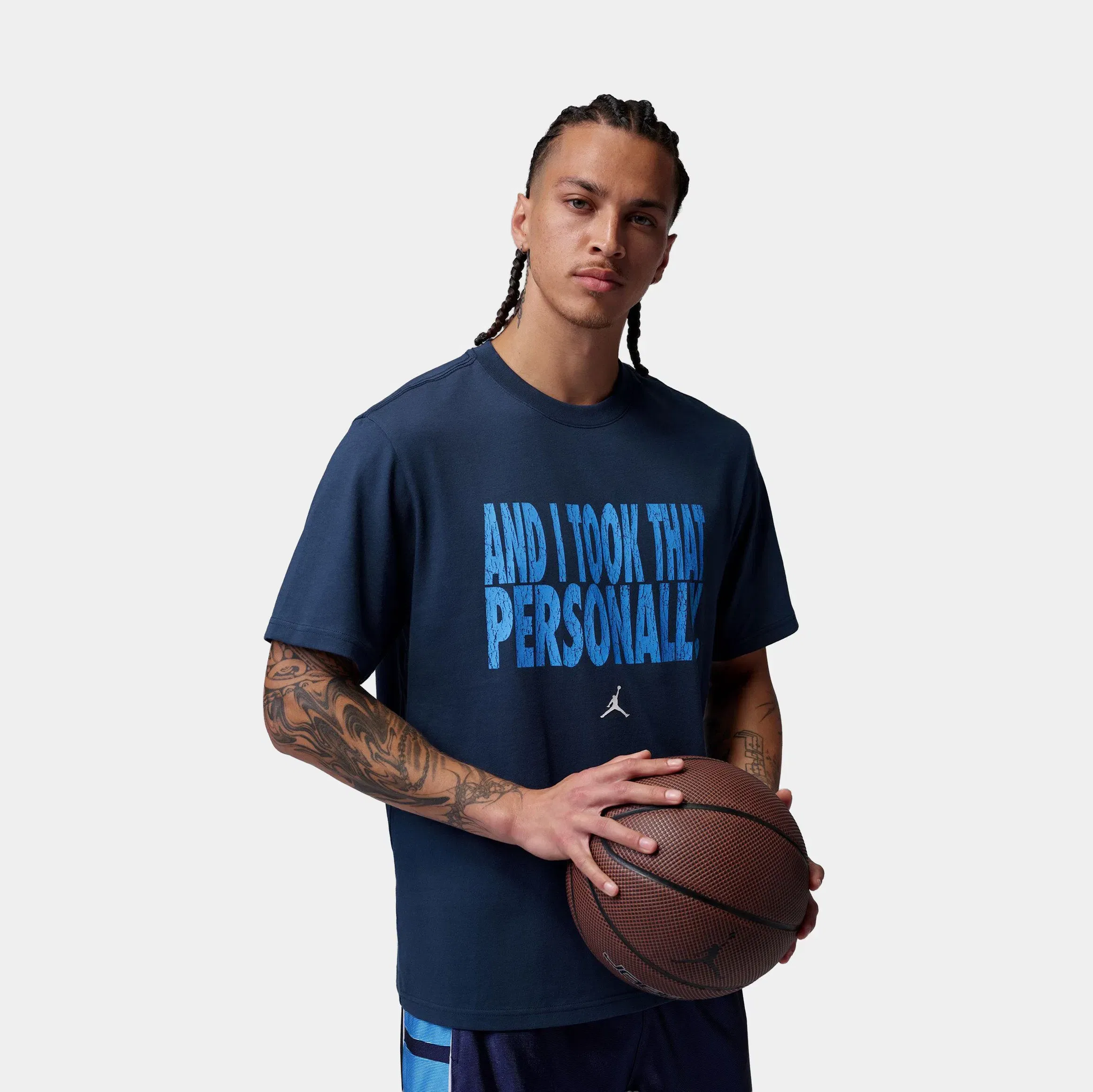 Air Jordan Sport Dri Fit Mens Short Sleeve Shirt (Midnight Navy/University Blue/White)