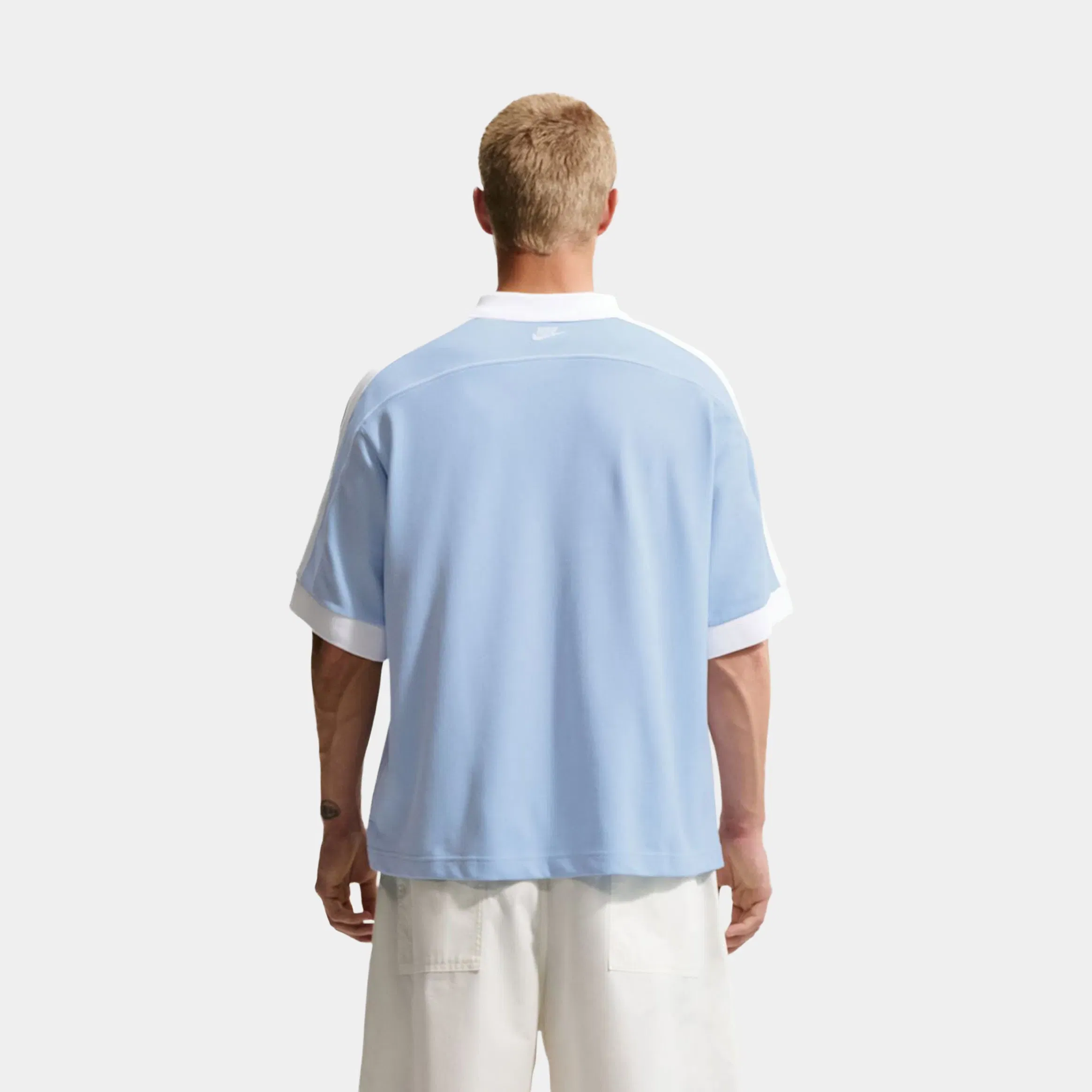 Nike Sportswear Club Oversized Polo Mens Short Sleeve Shirt (Hydrogen Blue/White/White/White)