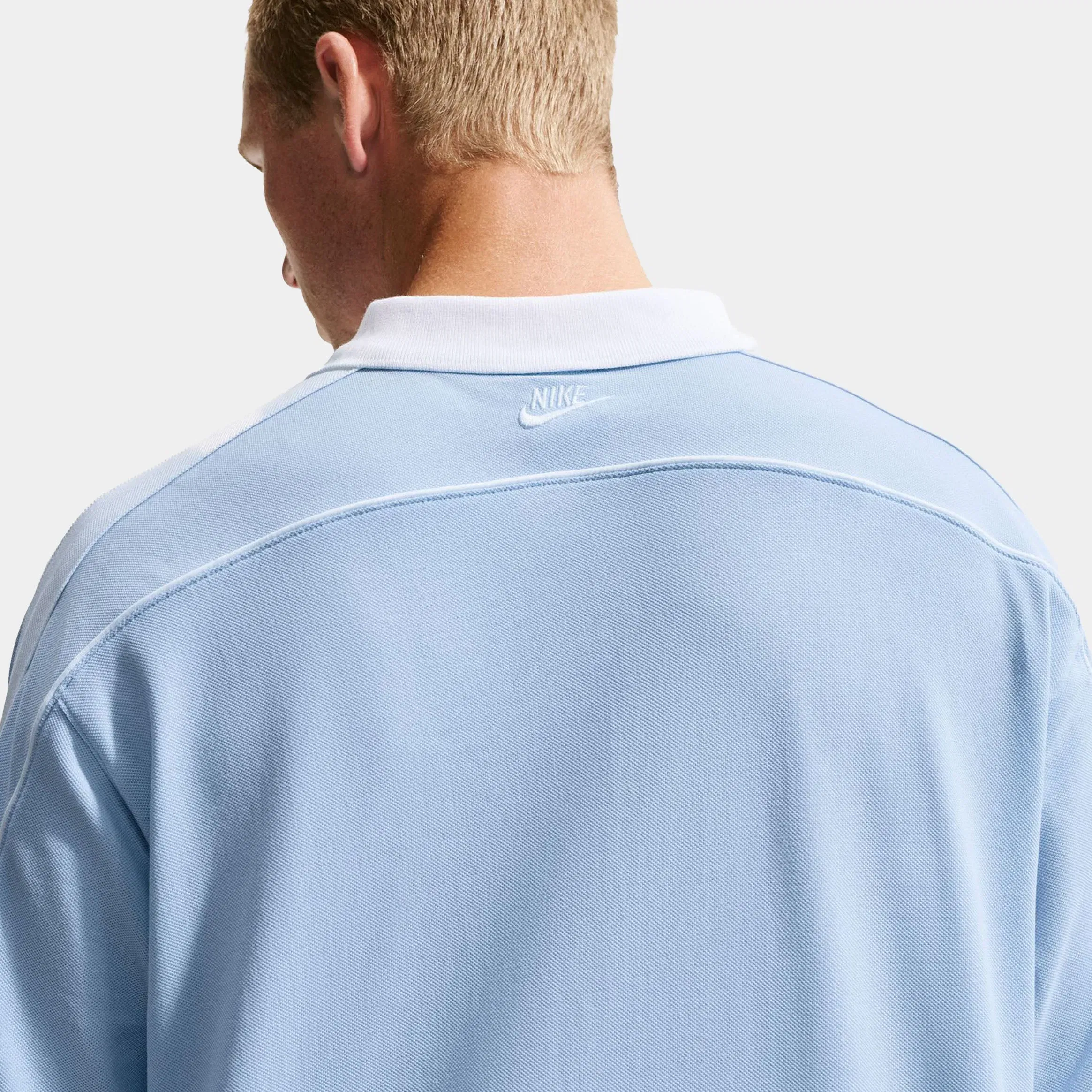 Nike Sportswear Club Oversized Polo Mens Short Sleeve Shirt (Hydrogen Blue/White/White/White)