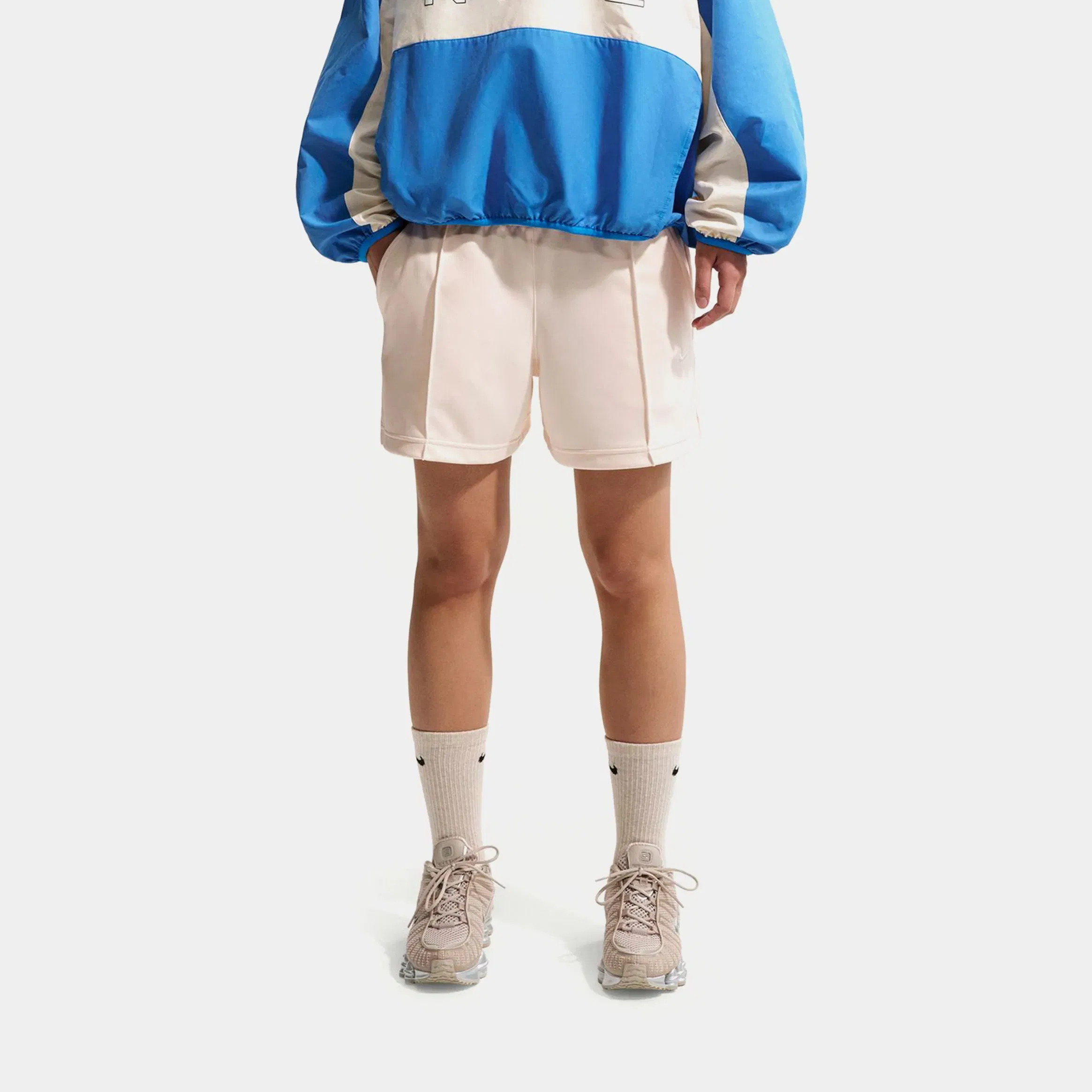 Nike Sportswear Mid Rise Poly Knit Track Womens Shorts (Chalk/Sail)