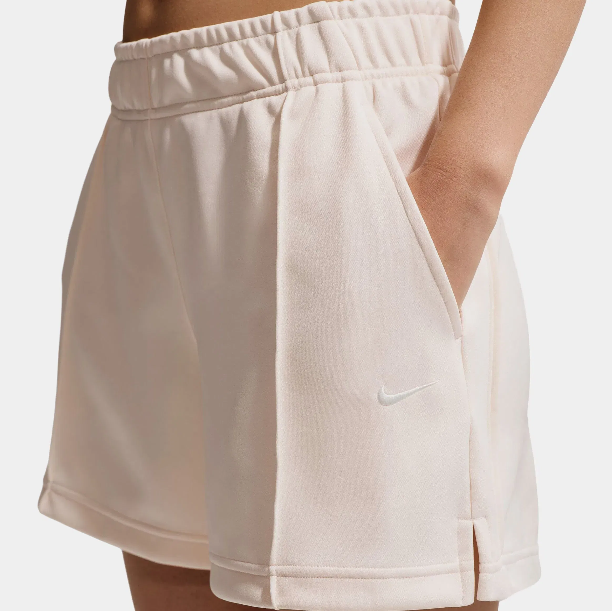 Nike Sportswear Mid Rise Poly Knit Track Womens Shorts (Chalk/Sail)