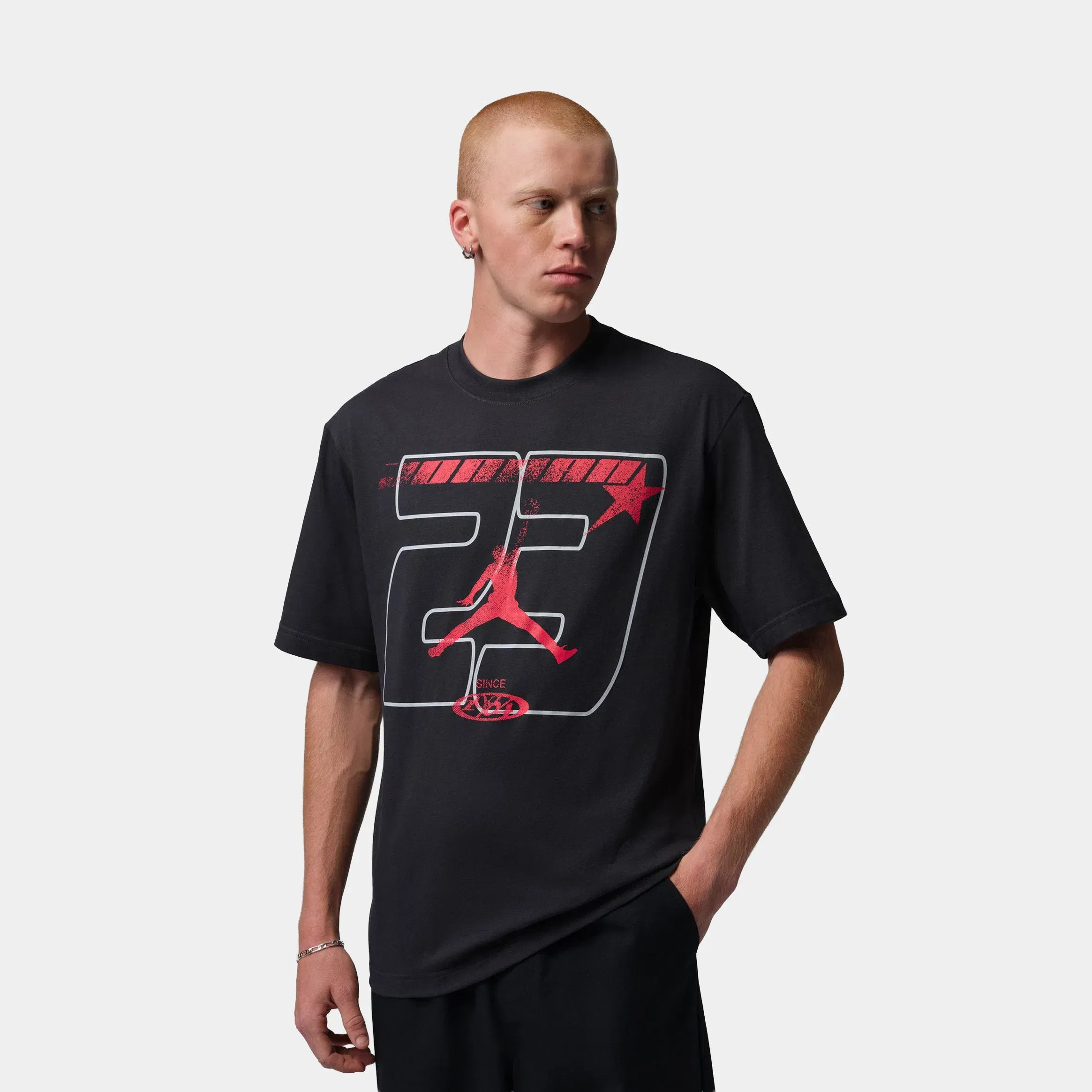 Air Jordan 23 Graphic Star Mens Short Sleeve Shirt (Off Noir)