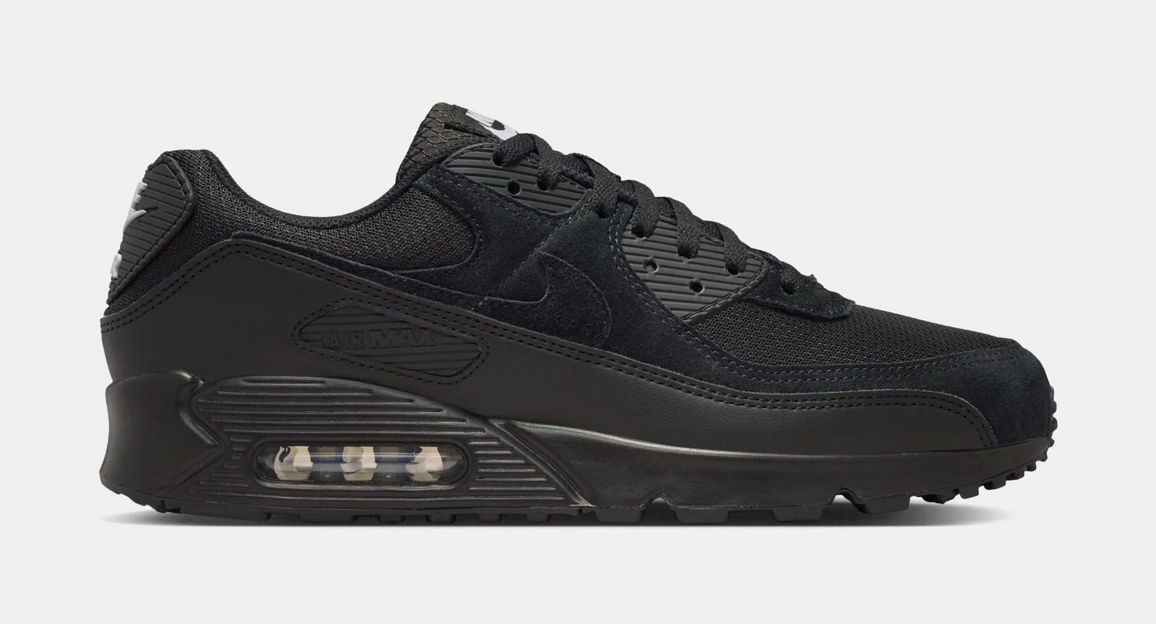 Nike Air Max 90 Mens Running Shoes (Black/Black/Light Smoke Grey)