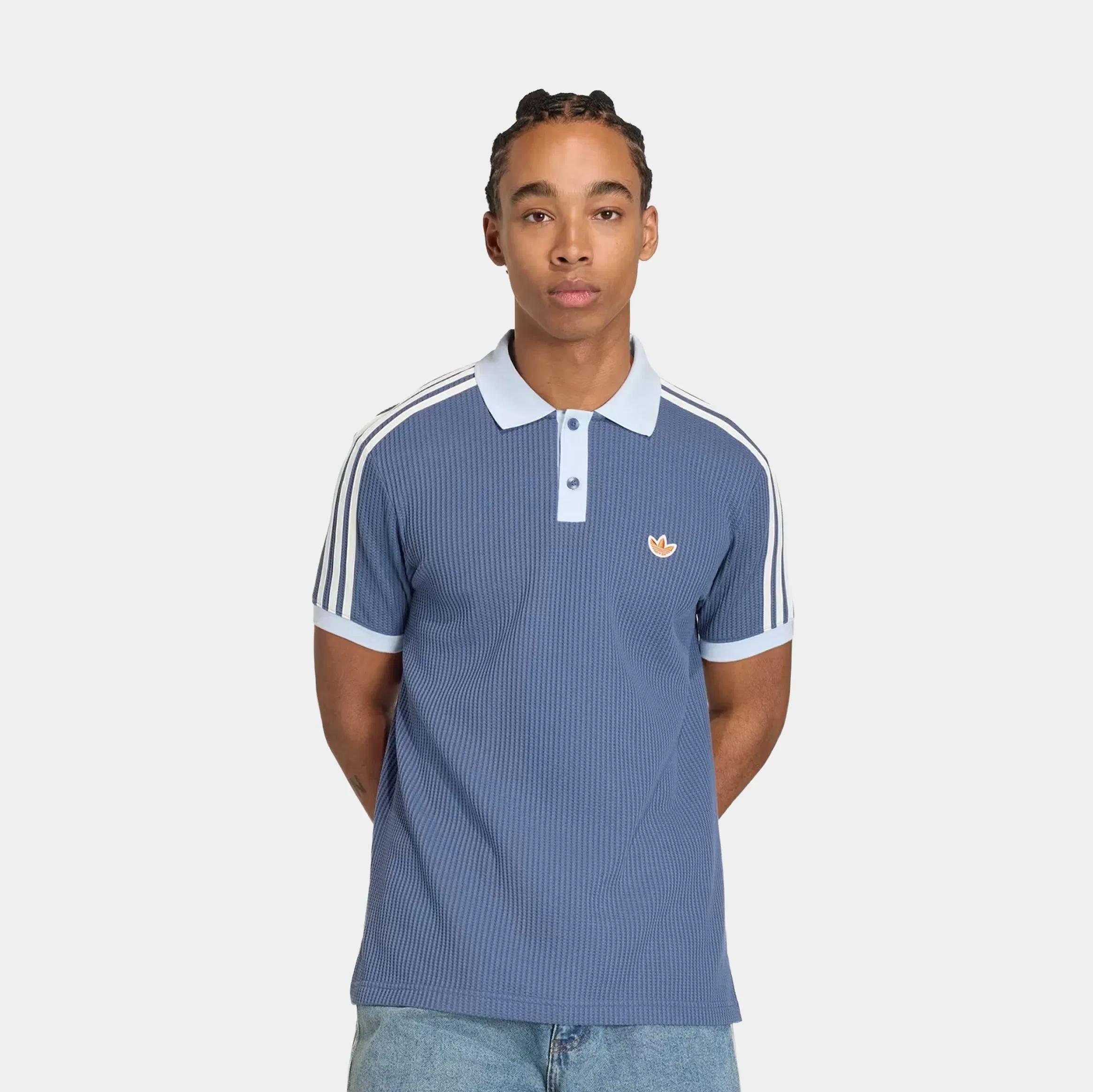 adidas Originals Summer Glow Polo Waffle Knit Mens Short Sleeve Shirt (Preloved Ink)