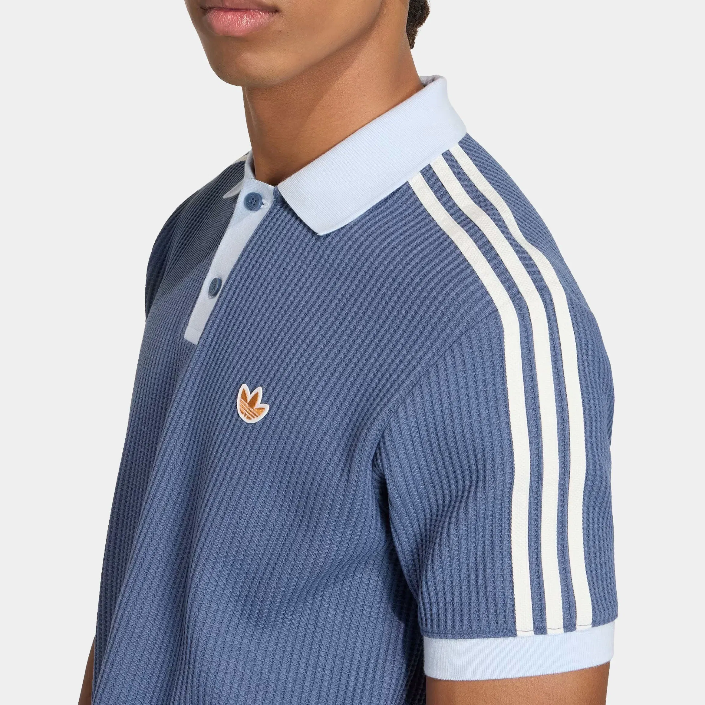 adidas Originals Summer Glow Polo Waffle Knit Mens Short Sleeve Shirt (Preloved Ink)