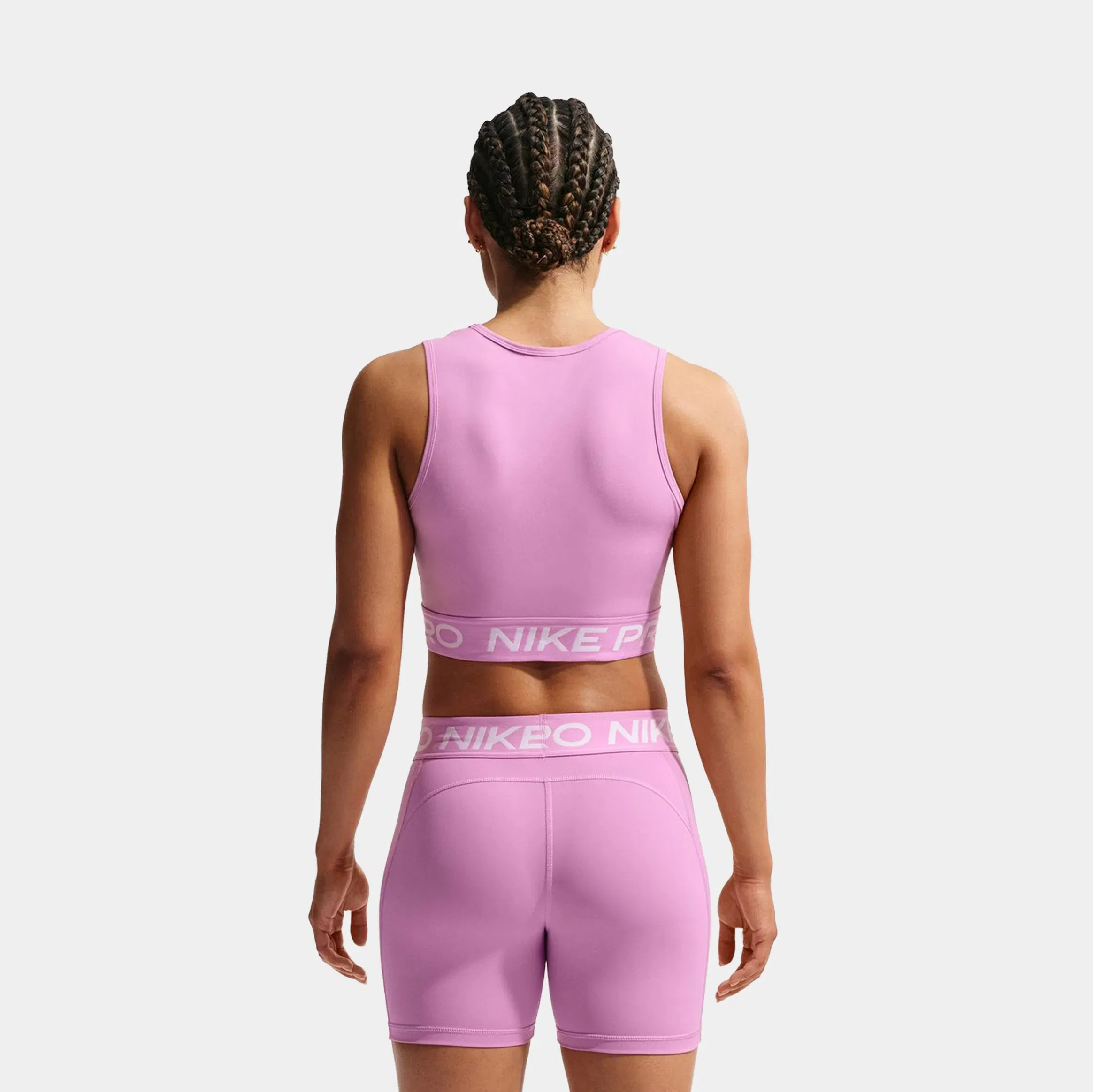 Nike Pro Dri Fit Cropped Womens Tank Top (Light Magenta/White)