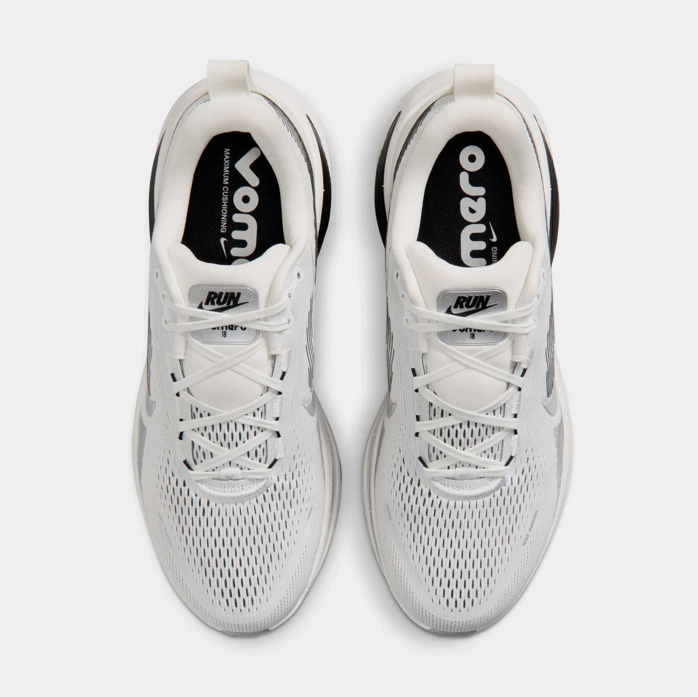 Nike Vomero 18 Mens Running Shoes (Summit White/Black/Off White/Metallic Silver)