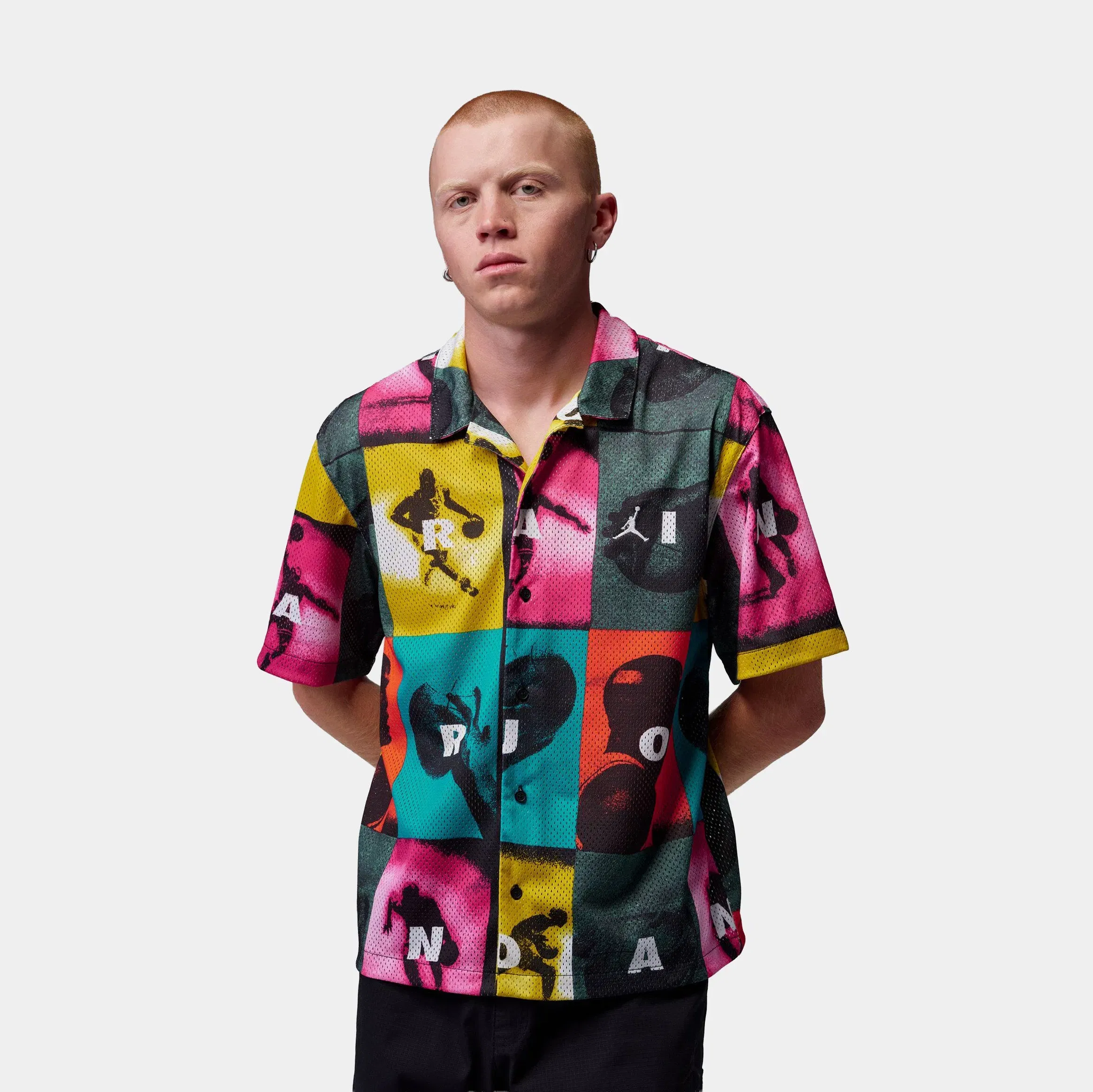 Air Jordan Brooklyn All Over Print Graphic Mens Short Sleeve Shirt (White/White)