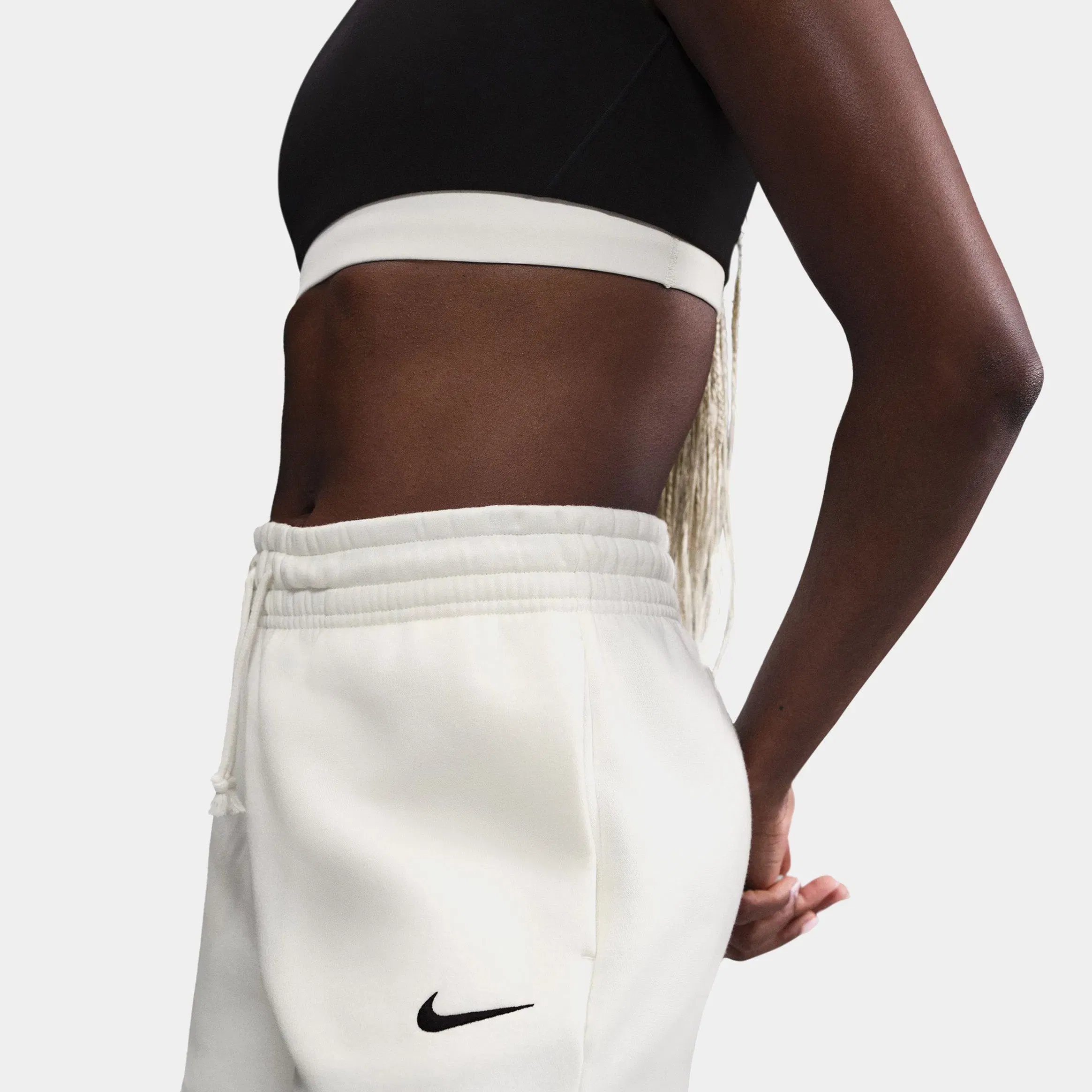 Nike Sportswear Phoenix Fleece Mid Rise 4" Womens Shorts (Sail/Black)