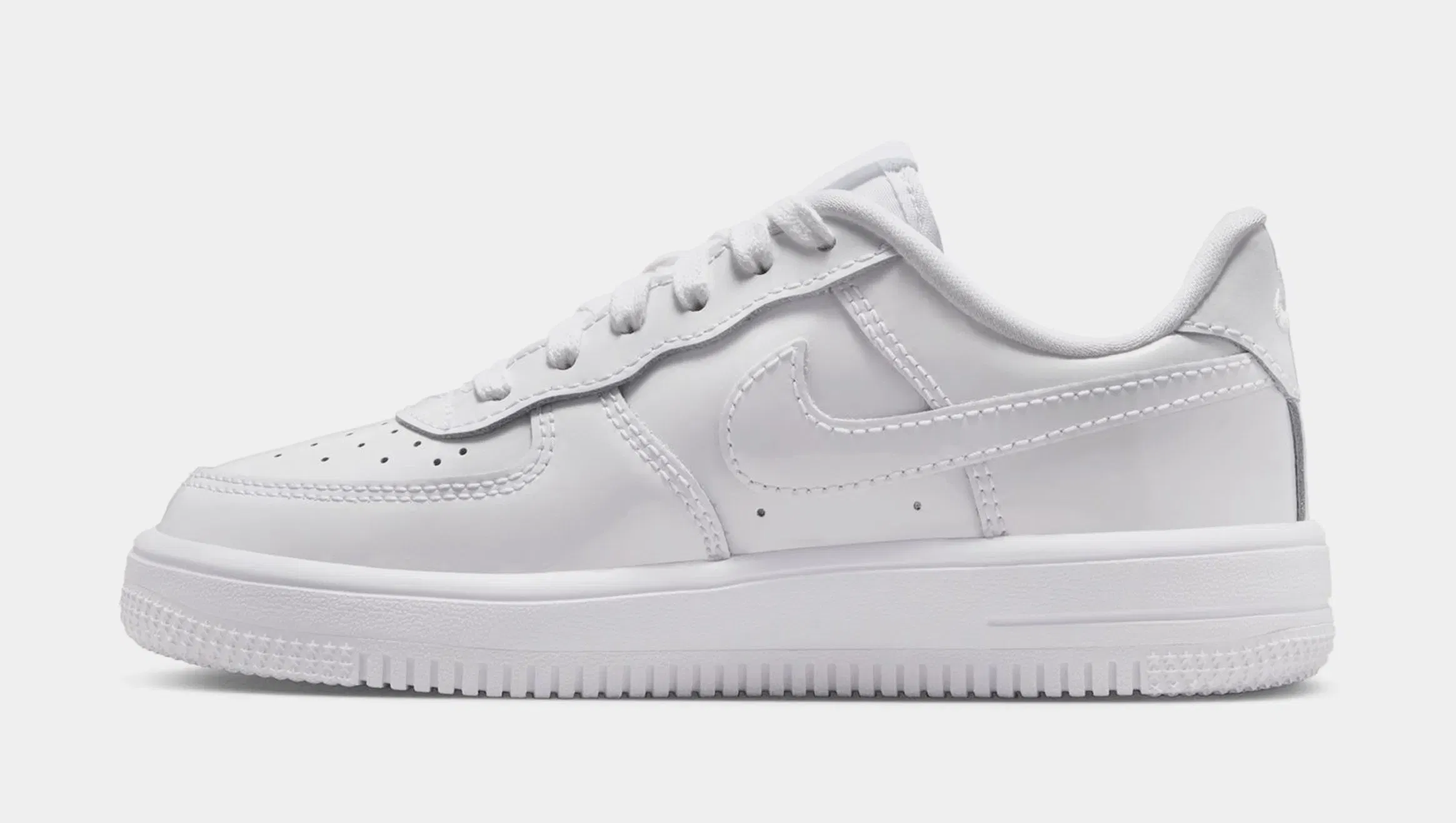 Nike Air Force 1 Low Patent Leather Preschool Lifestyle Shoes (White)