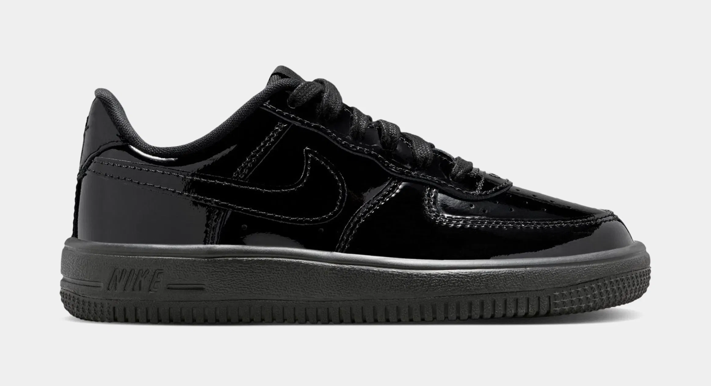 Nike Air Force 1 Low Patent Leather Preschool Lifestyle Shoes (Black)
