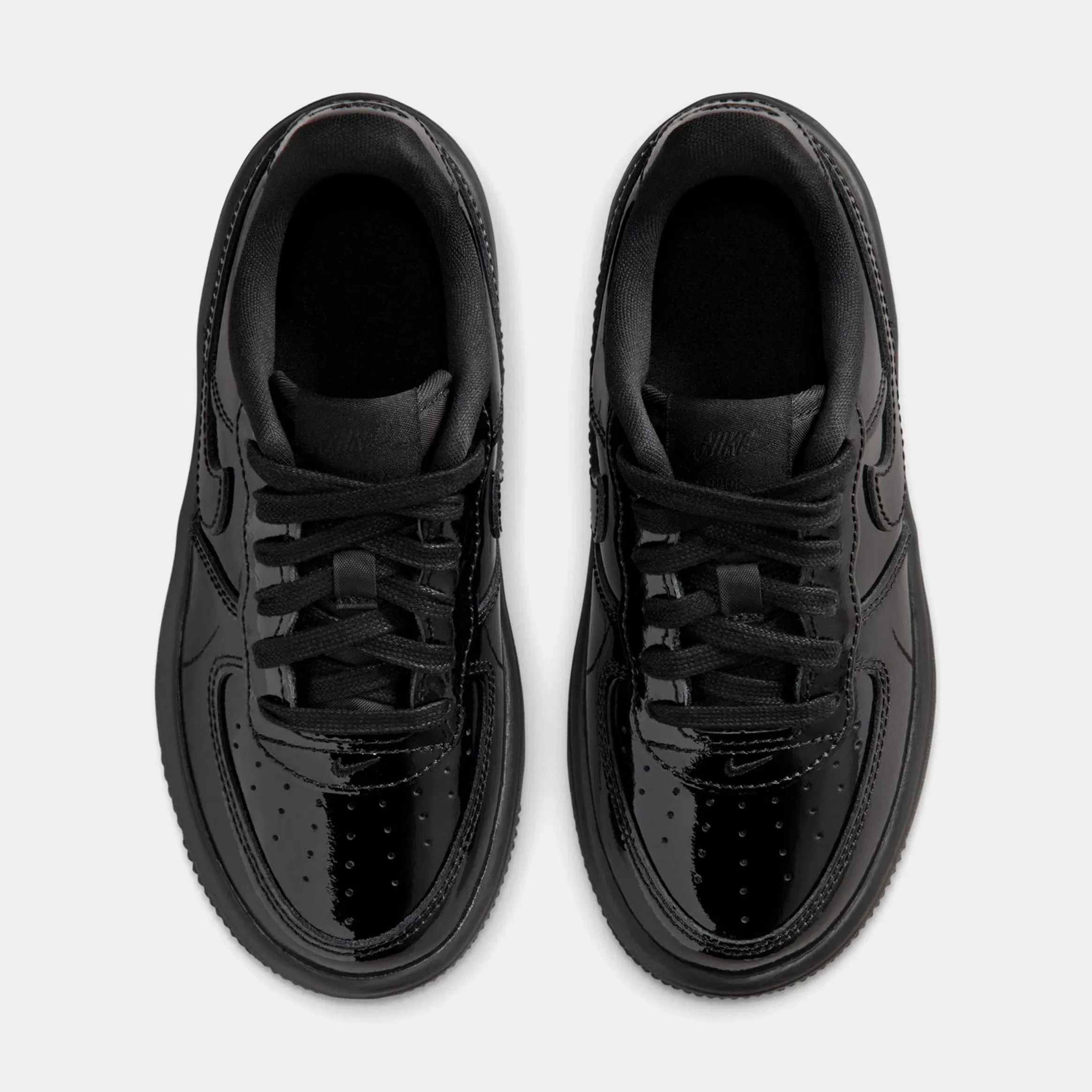 Nike Air Force 1 Low Patent Leather Preschool Lifestyle Shoes (Black)