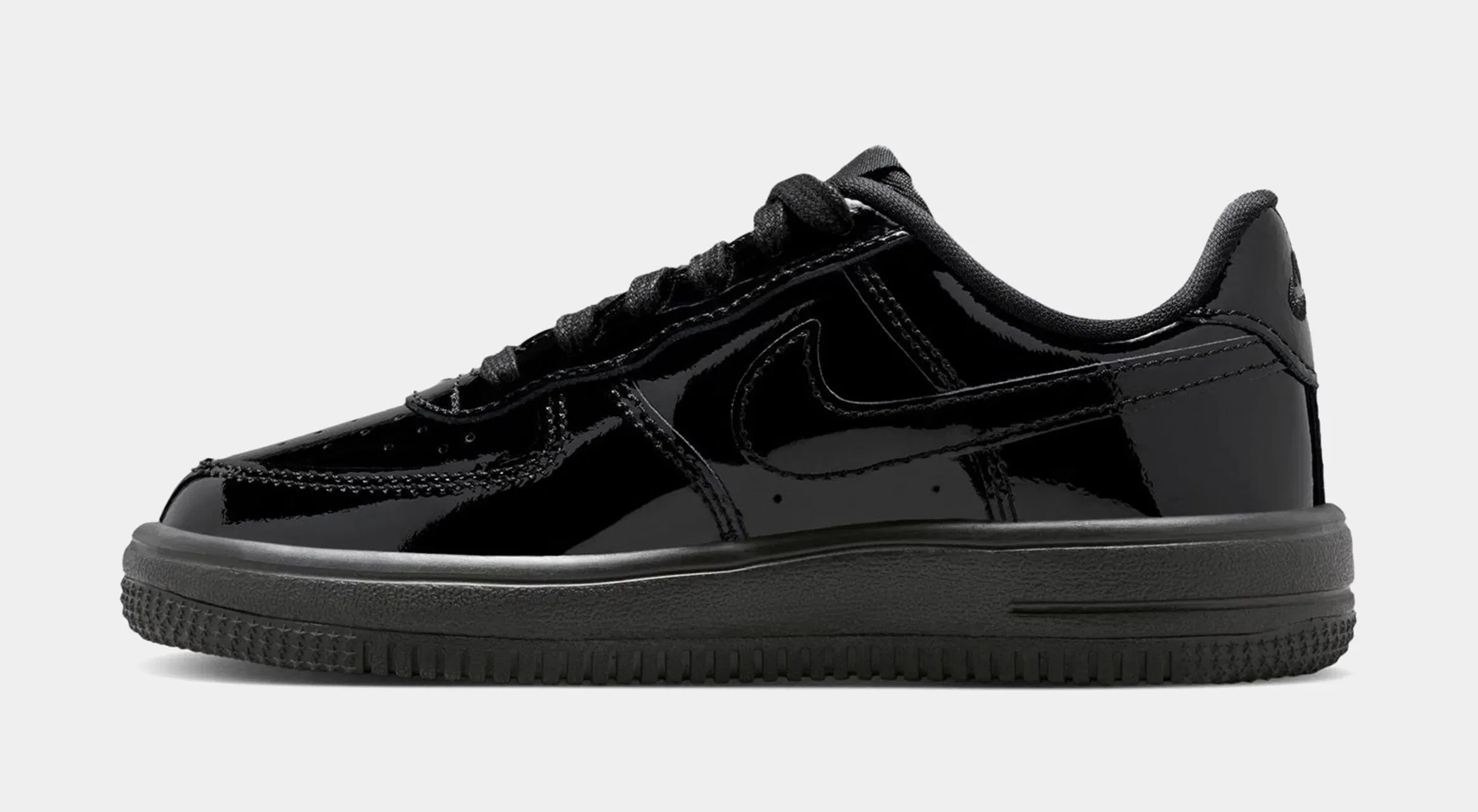 Nike Air Force 1 Low Patent Leather Preschool Lifestyle Shoes (Black)