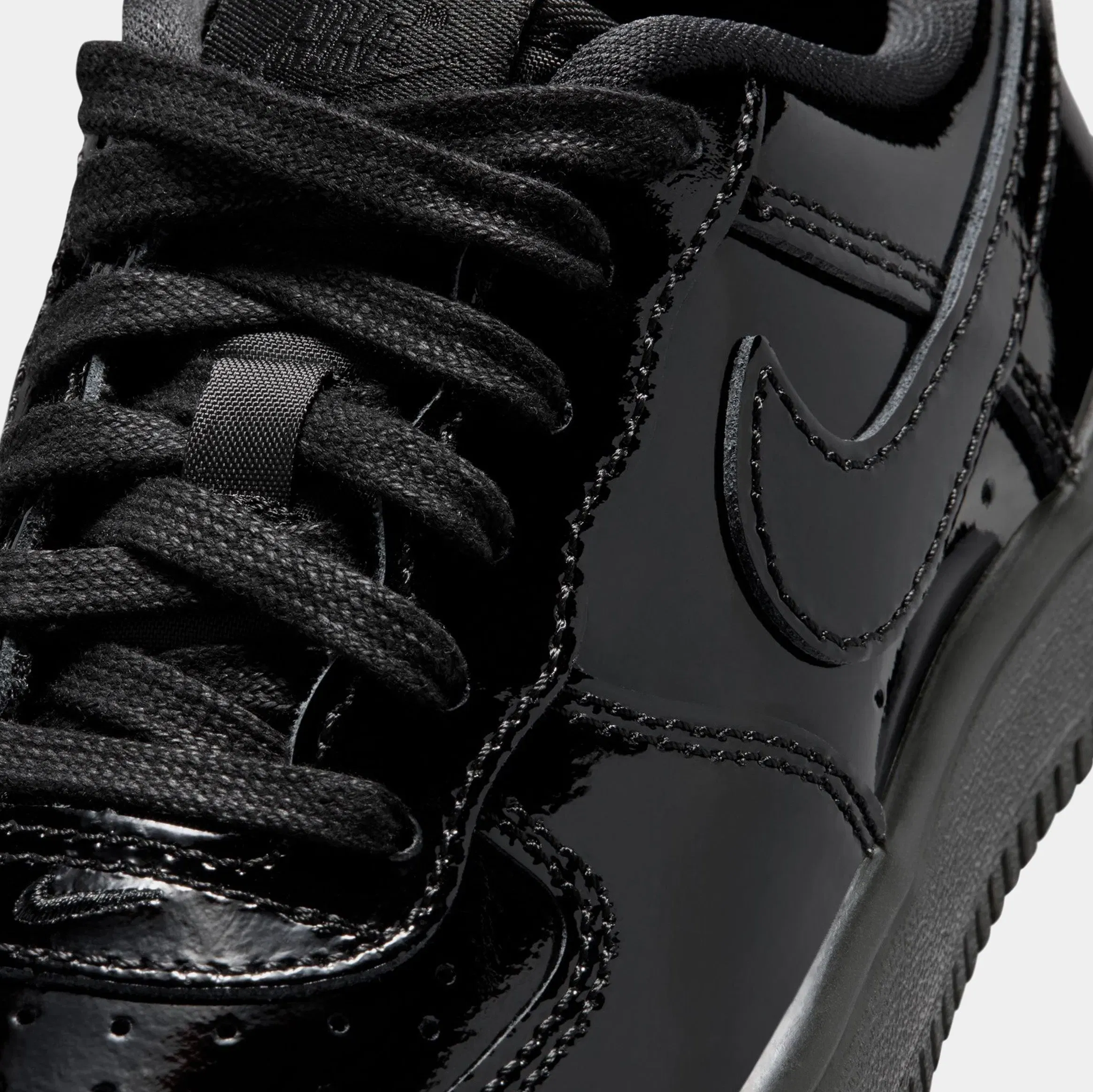 Nike Air Force 1 Low Patent Leather Preschool Lifestyle Shoes (Black)