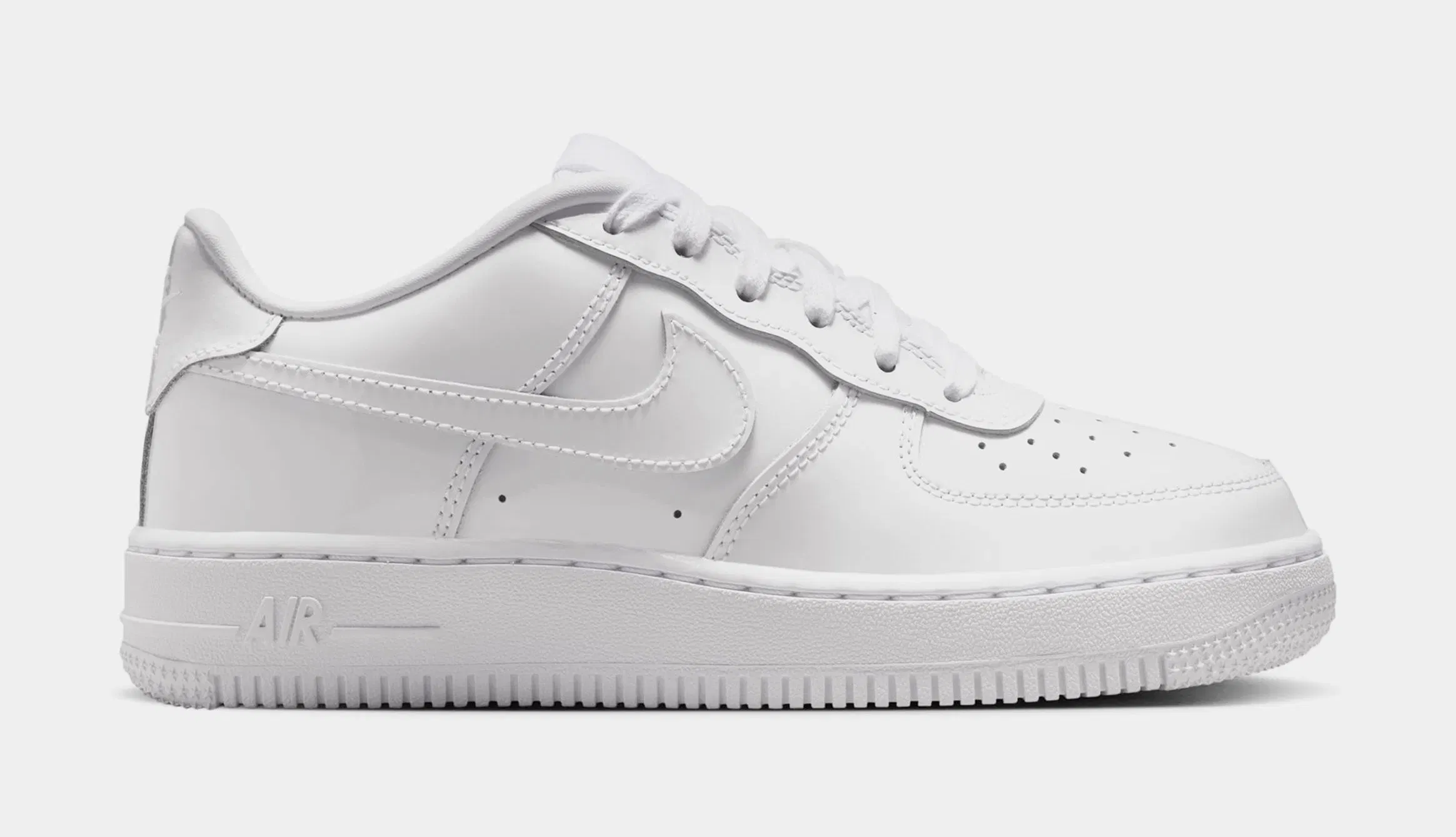 Nike Air Force 1 Low Patent Leather Grade School Lifestyle Shoes (White)