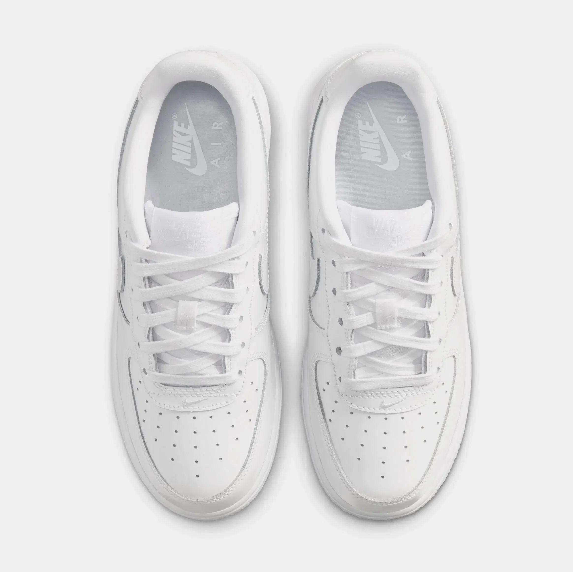 Nike Air Force 1 Low Patent Leather Grade School Lifestyle Shoes (White)