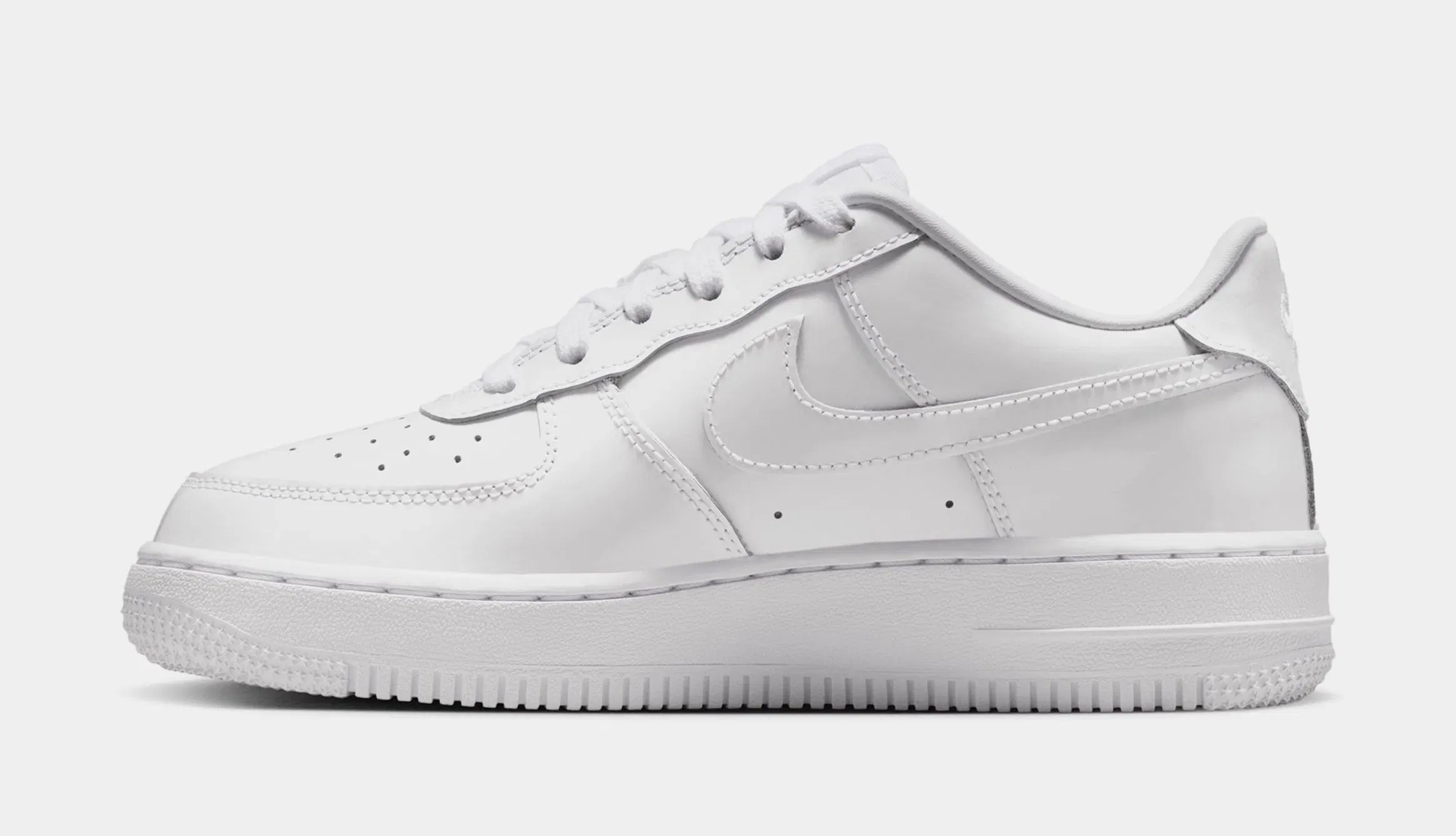 Nike Air Force 1 Low Patent Leather Grade School Lifestyle Shoes (White)