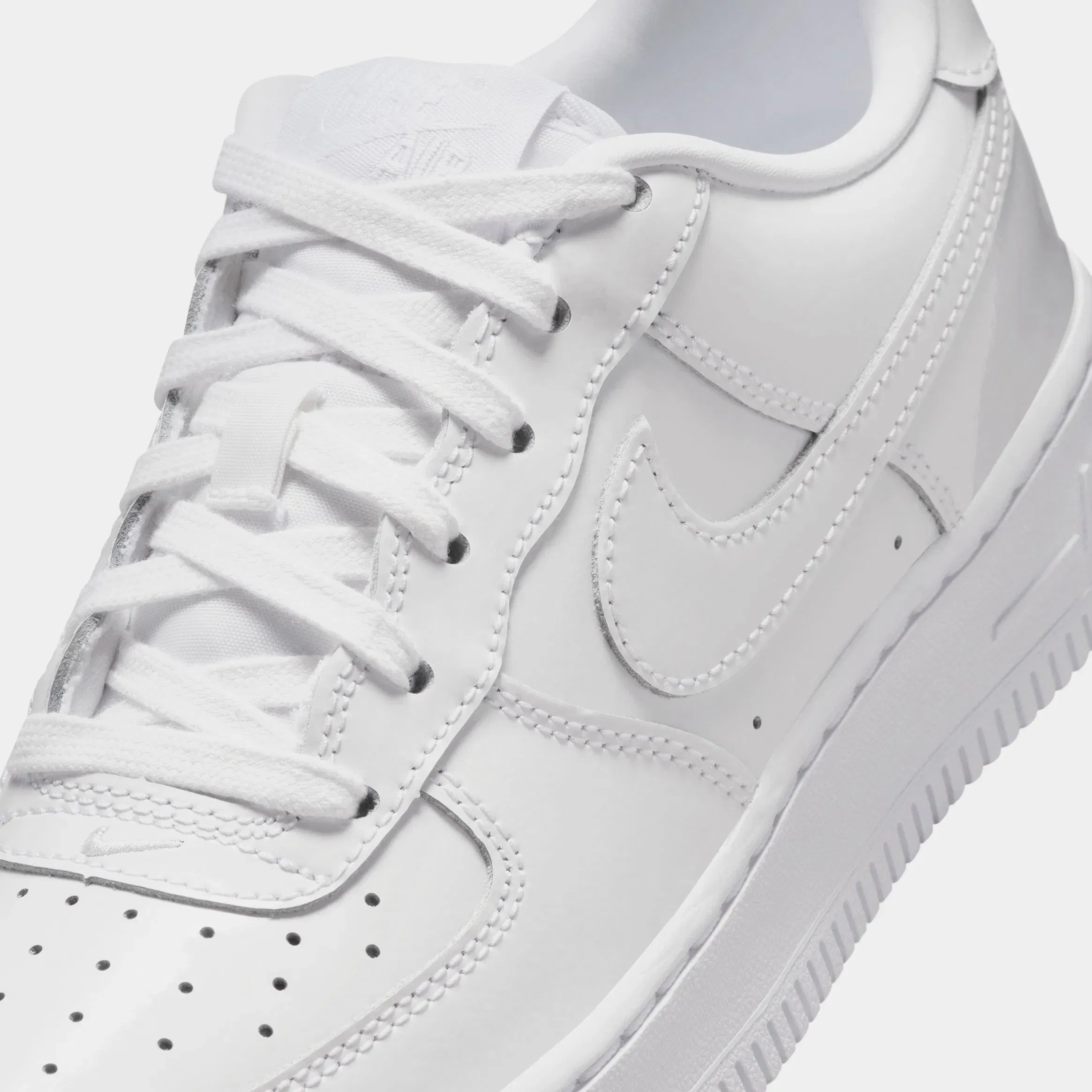 Nike Air Force 1 Low Patent Leather Grade School Lifestyle Shoes (White)