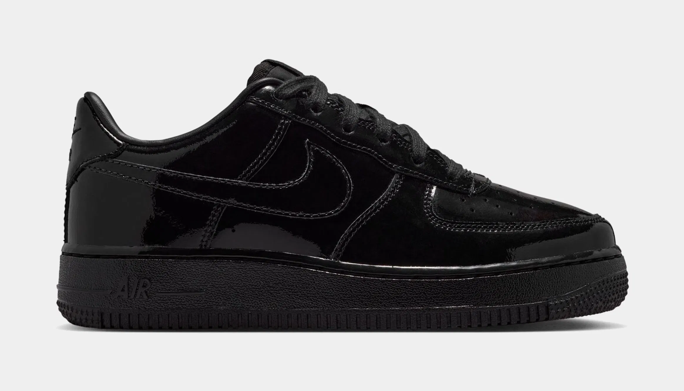 Nike Air Force 1 Low Patent Leather Grade School Lifestyle Shoes (Black)