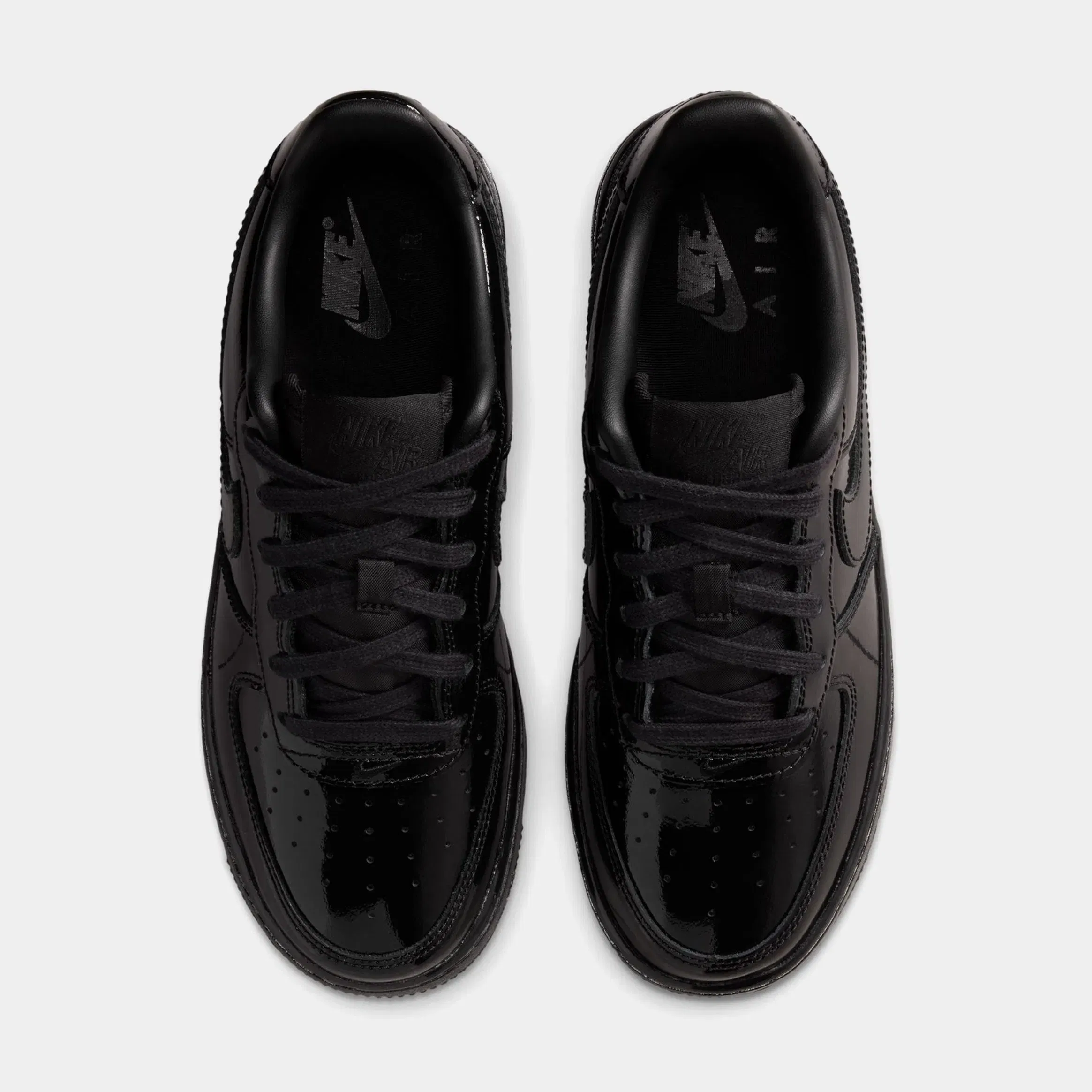 Nike Air Force 1 Low Patent Leather Grade School Lifestyle Shoes (Black)