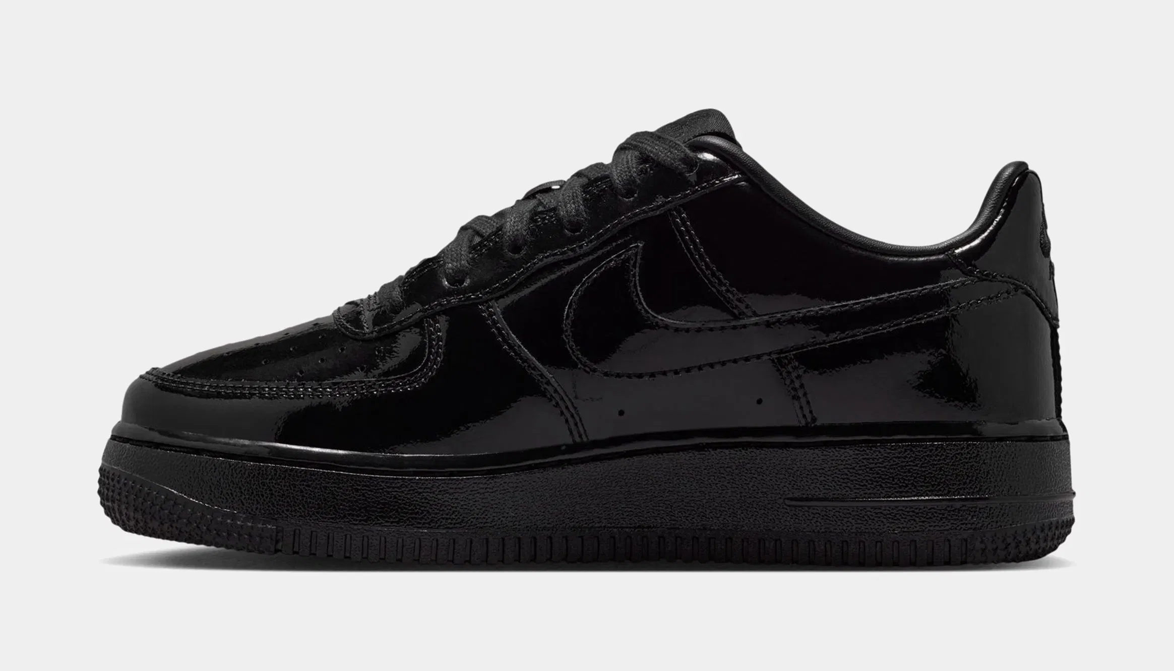 Nike Air Force 1 Low Patent Leather Grade School Lifestyle Shoes (Black)