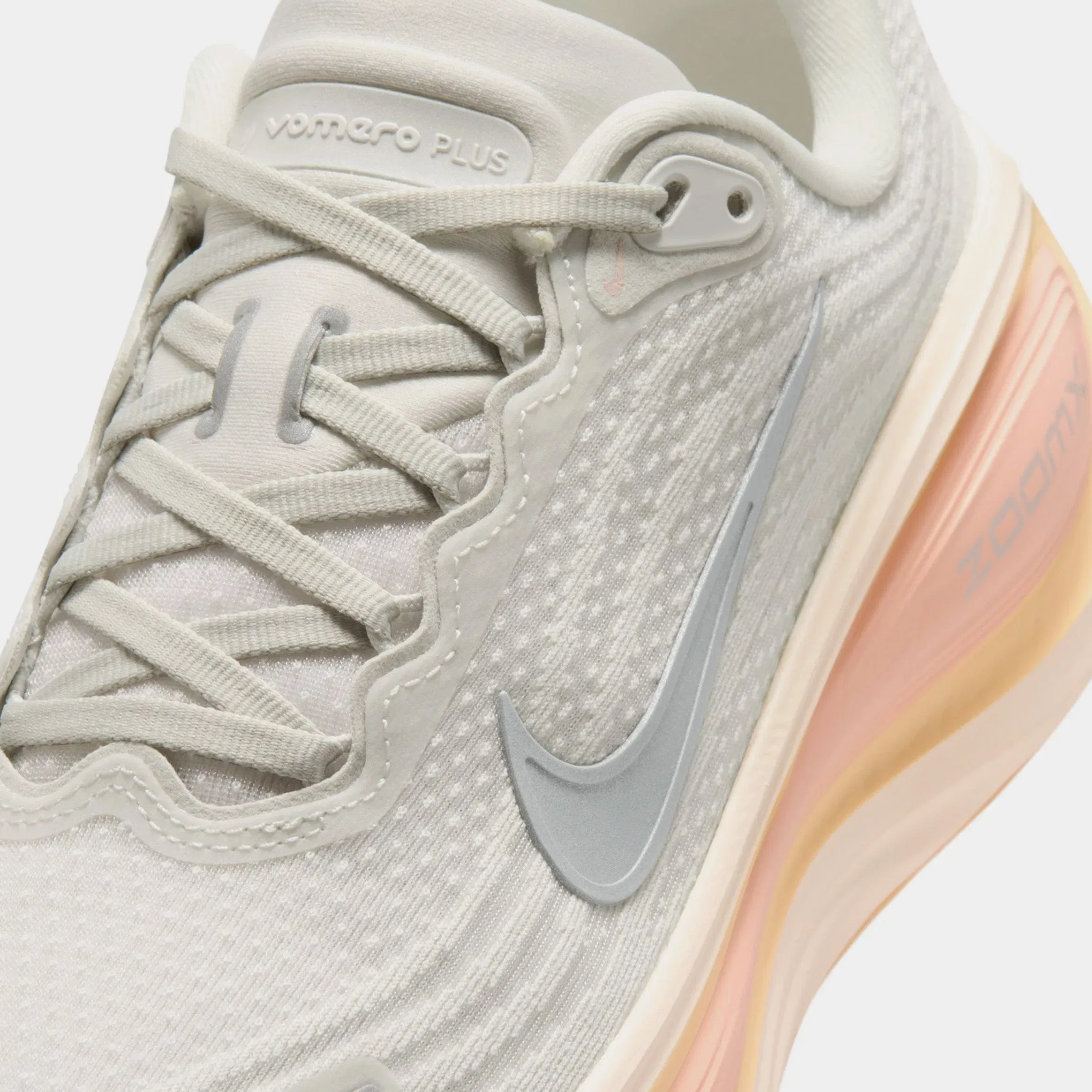 Nike Vomero Plus Womens Running Shoes (Light Bone/Metallic Silver/Arctic Orange)