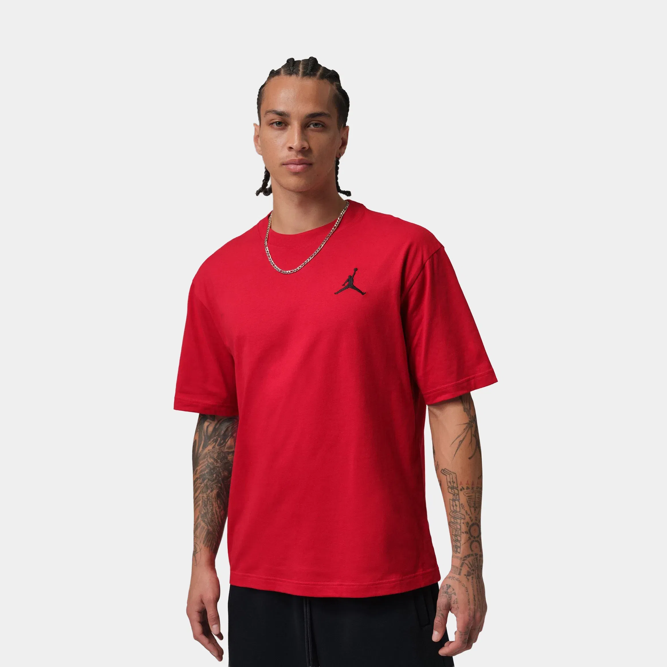 Air Jordan Embroidered Jumpman Mens Short Sleeve Shirt (Gym Red/Black)