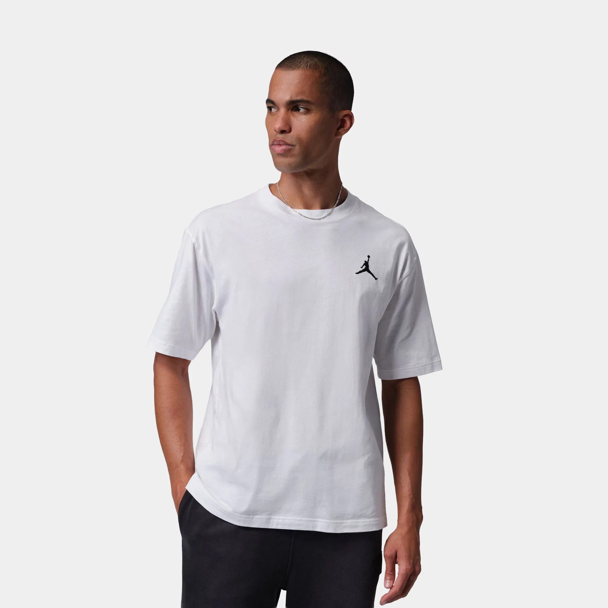 Air Jordan Embroidered Jumpman Mens Short Sleeve Shirt (White/Black)