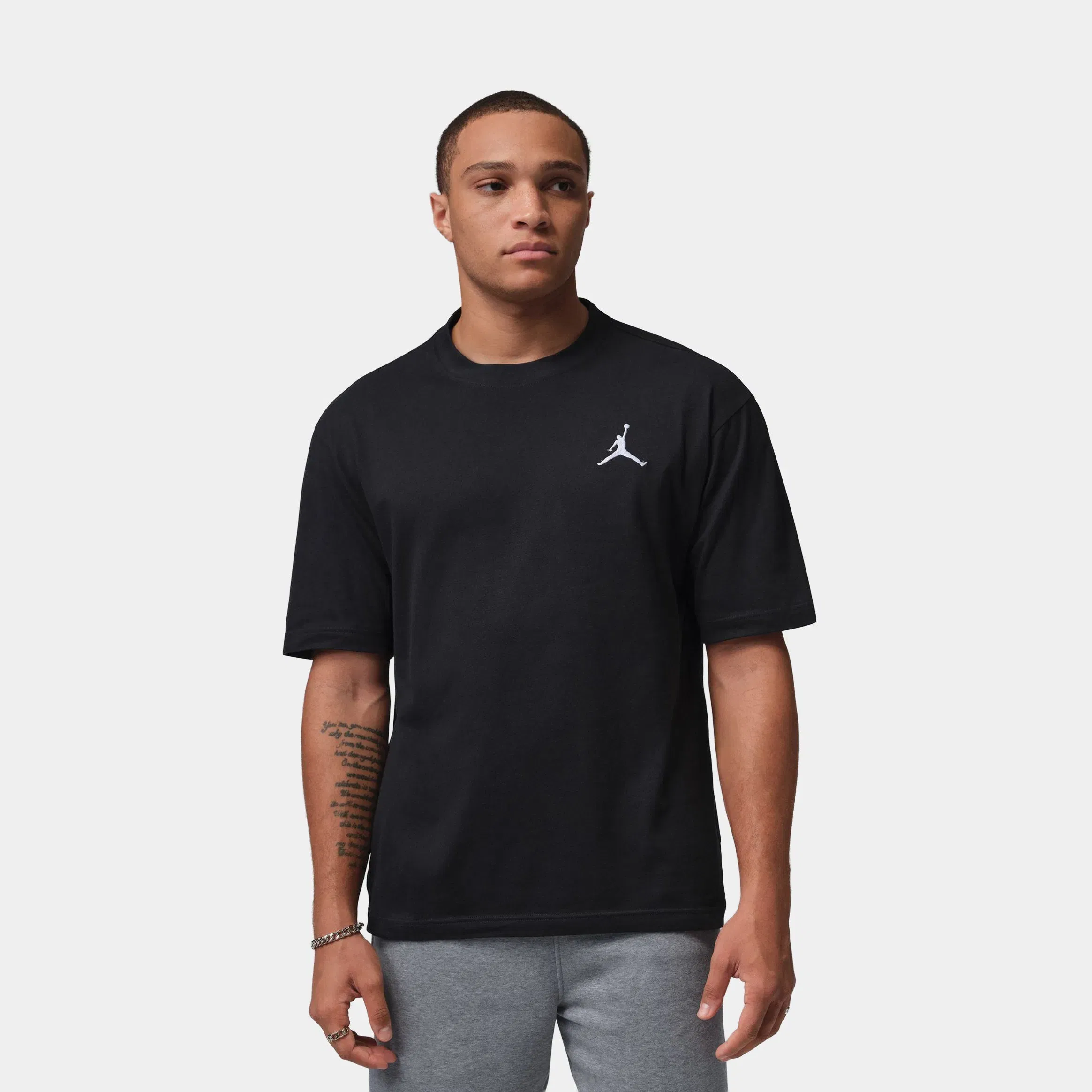 Air Jordan Embroidereed Jumpman Mens Short Sleeve Shirt (Black/White)