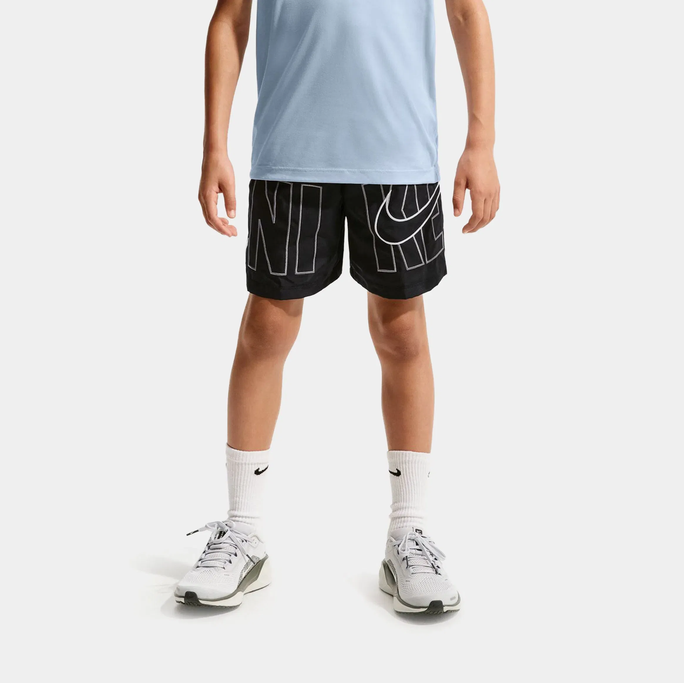 Nike Multi Dri Fit Training Woven Grade School Shorts (Black/Pure Platinum/White)