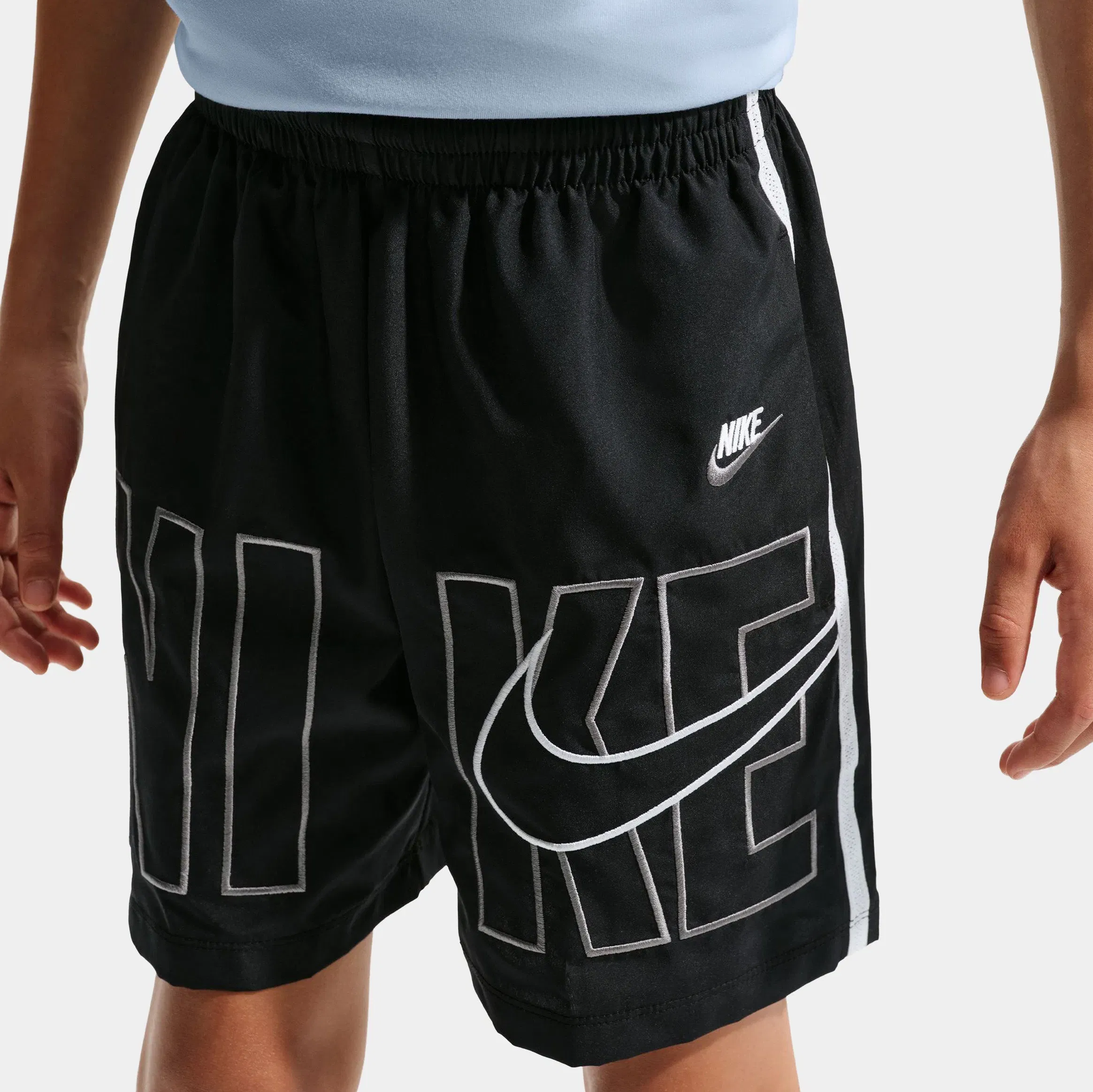 Nike Multi Dri Fit Training Woven Grade School Shorts (Black/Pure Platinum/White)