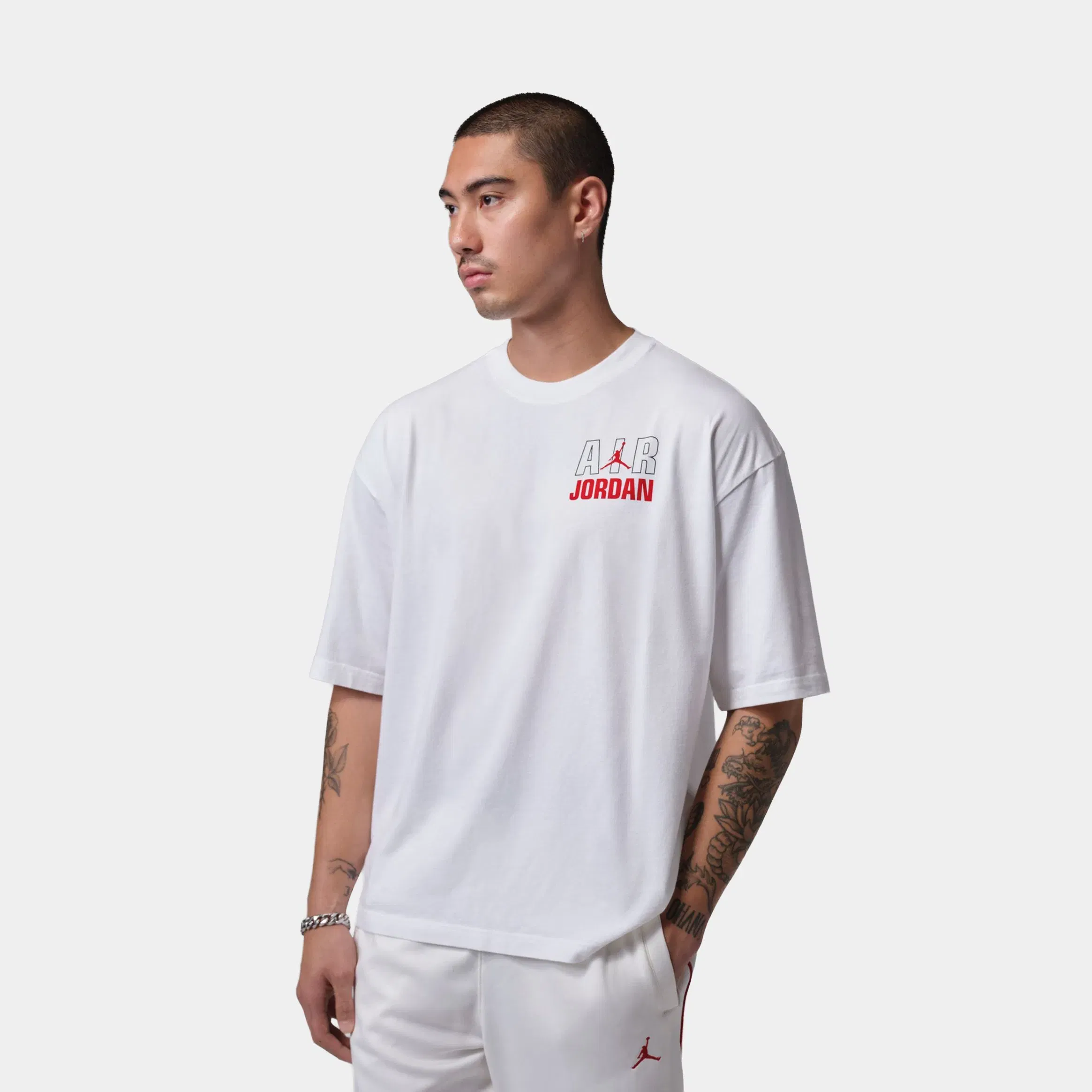 Air Jordan Flight Mens Short Sleeve Shirt (White/University Red)