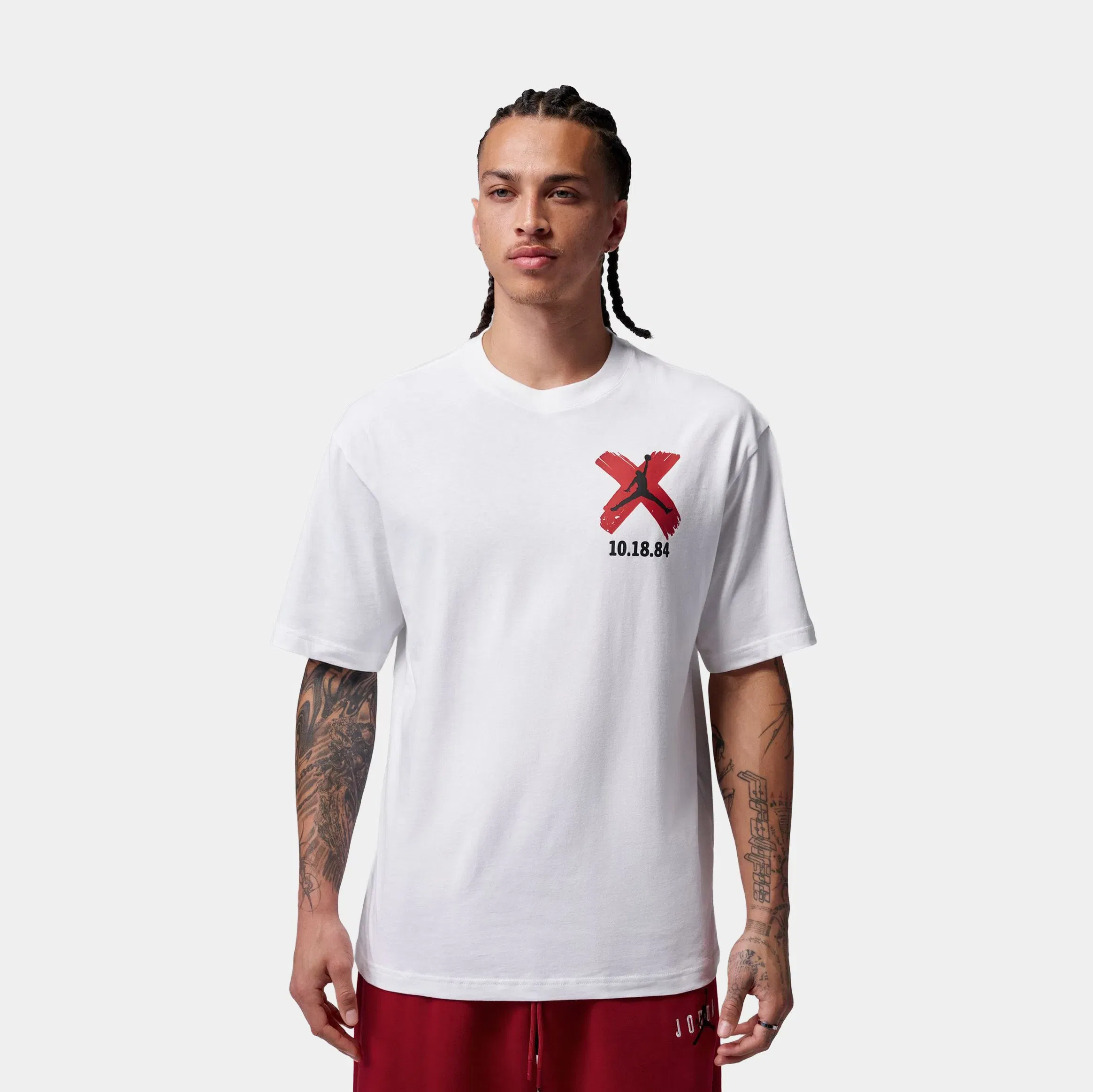 Air Jordan Brooklyn Banned Graphic Mens Short Sleeve Shirt (White)
