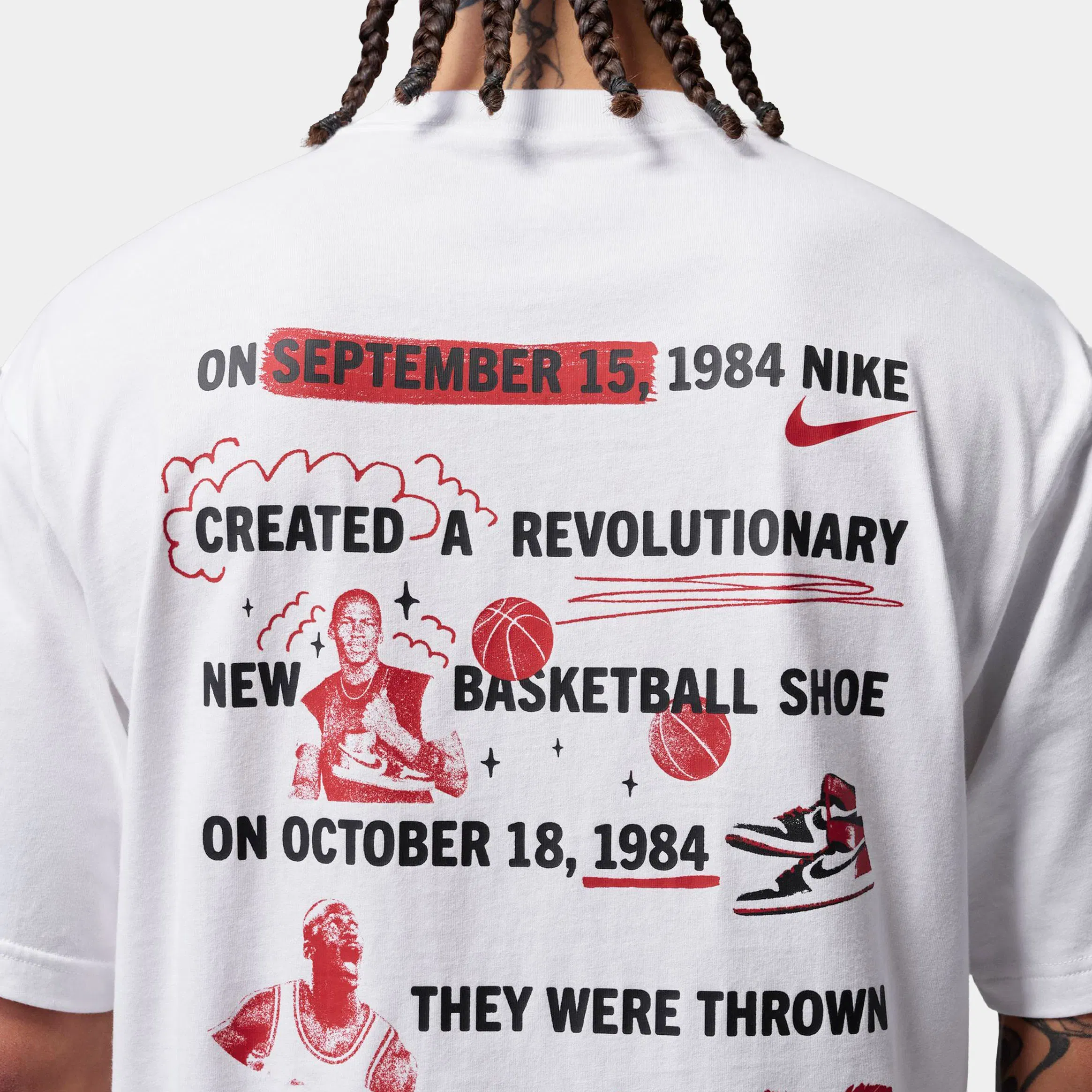 Air Jordan Brooklyn Banned Graphic Mens Short Sleeve Shirt (White)