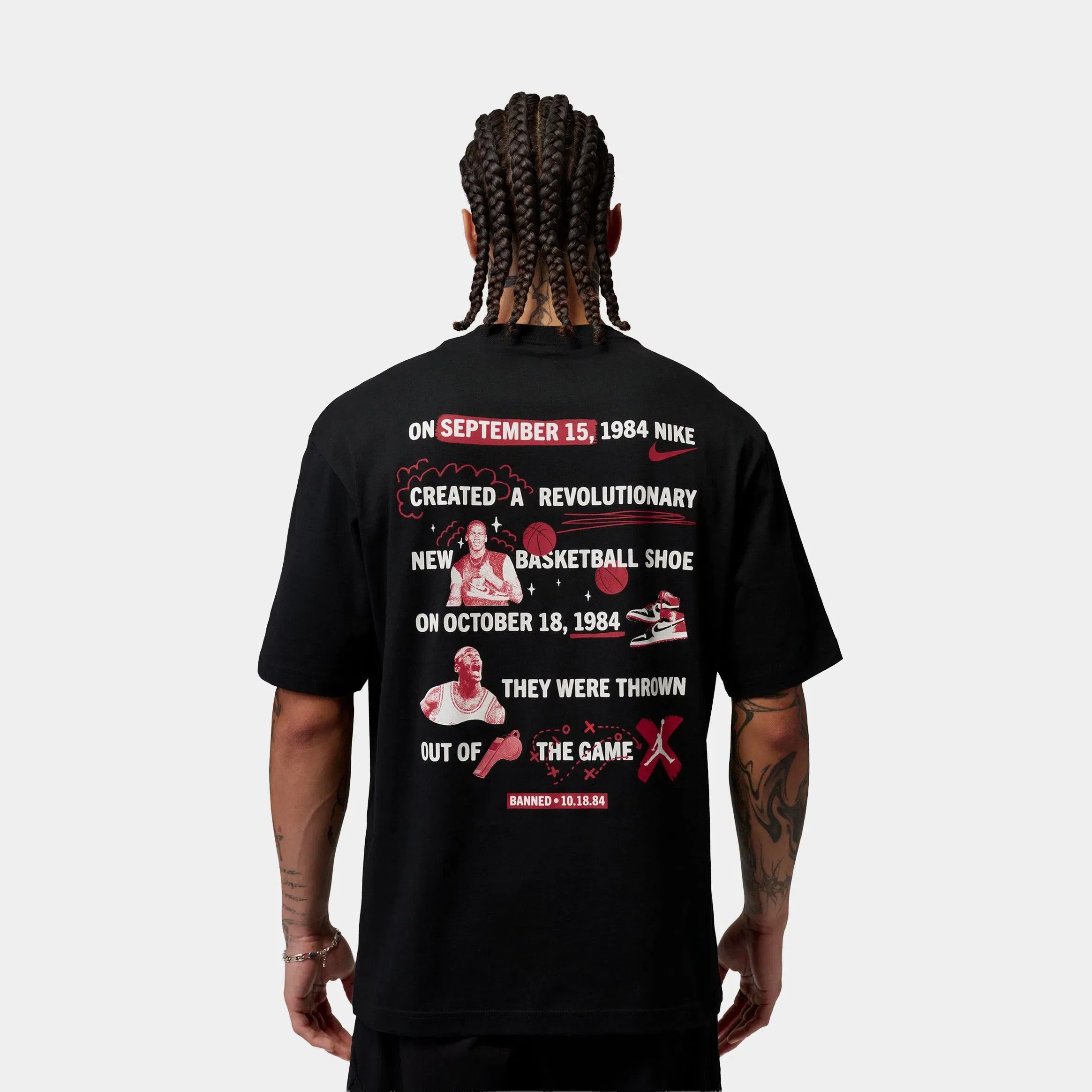Air Jordan Brooklyn Banned Graphic Mens Short Sleeve Shirt (Black)