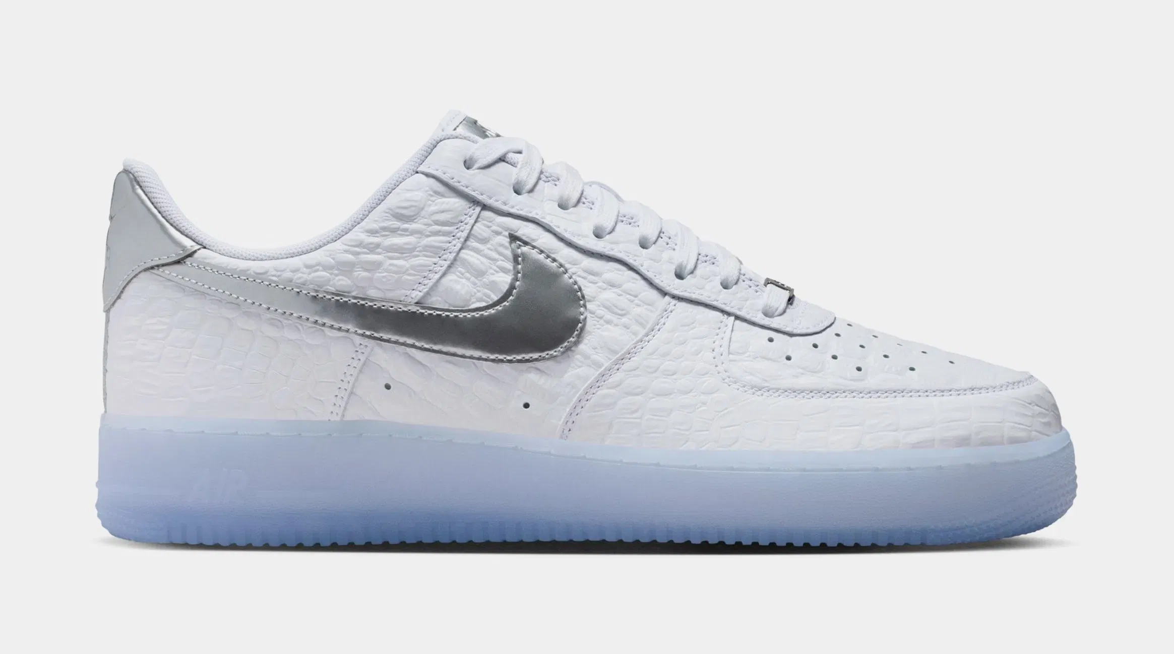 Nike Air Force 1 Mens Lifestyle Shoes (White/Chrome/Blue Tint/Pure Platinum)