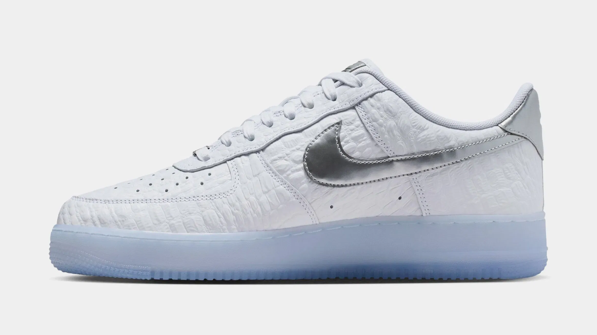 Nike Air Force 1 Mens Lifestyle Shoes (White/Chrome/Blue Tint/Pure Platinum)