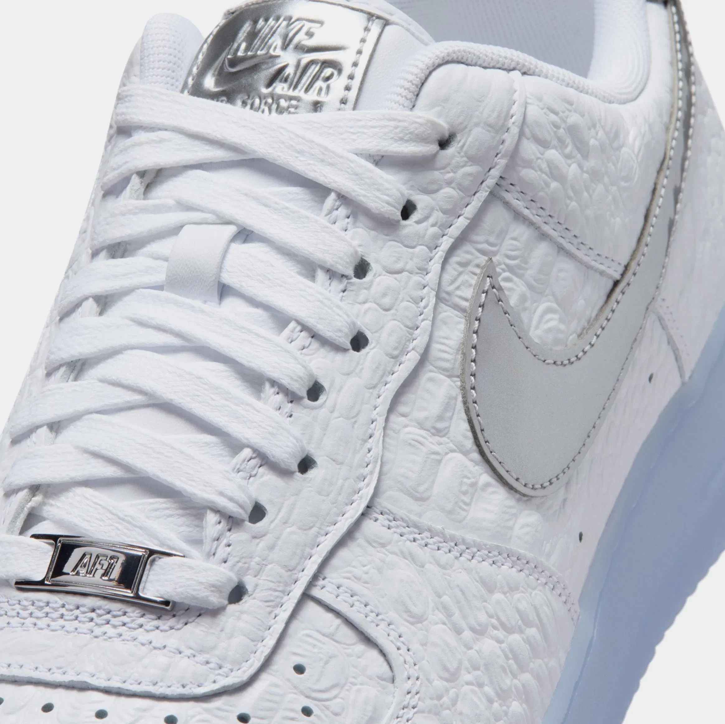 Nike Air Force 1 Mens Lifestyle Shoes (White/Chrome/Blue Tint/Pure Platinum)