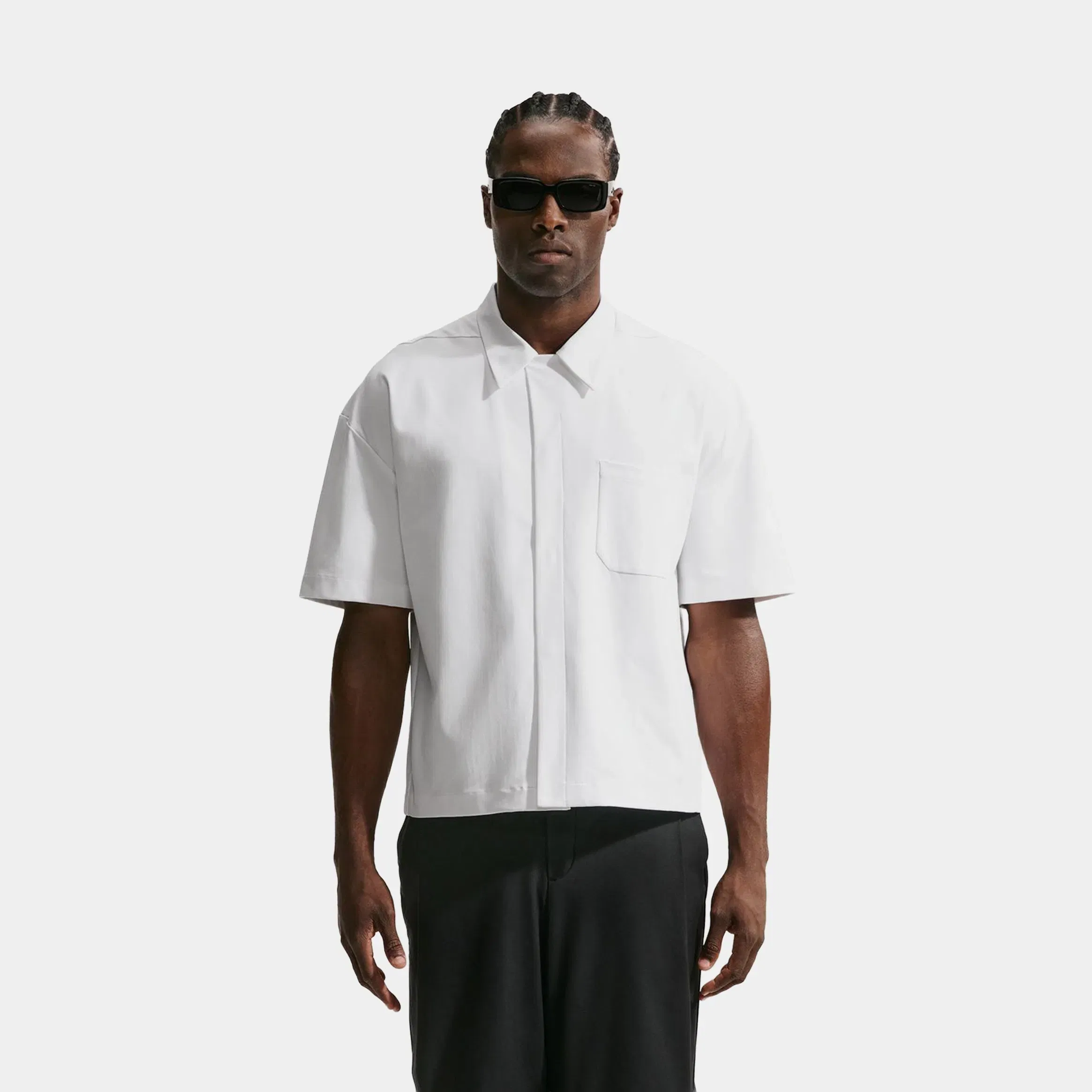 Nike 24.7 PerfectStretch Dri Fit UV Button Up Mens Short Sleeve Shirt (White/Sail/Photon Dust)