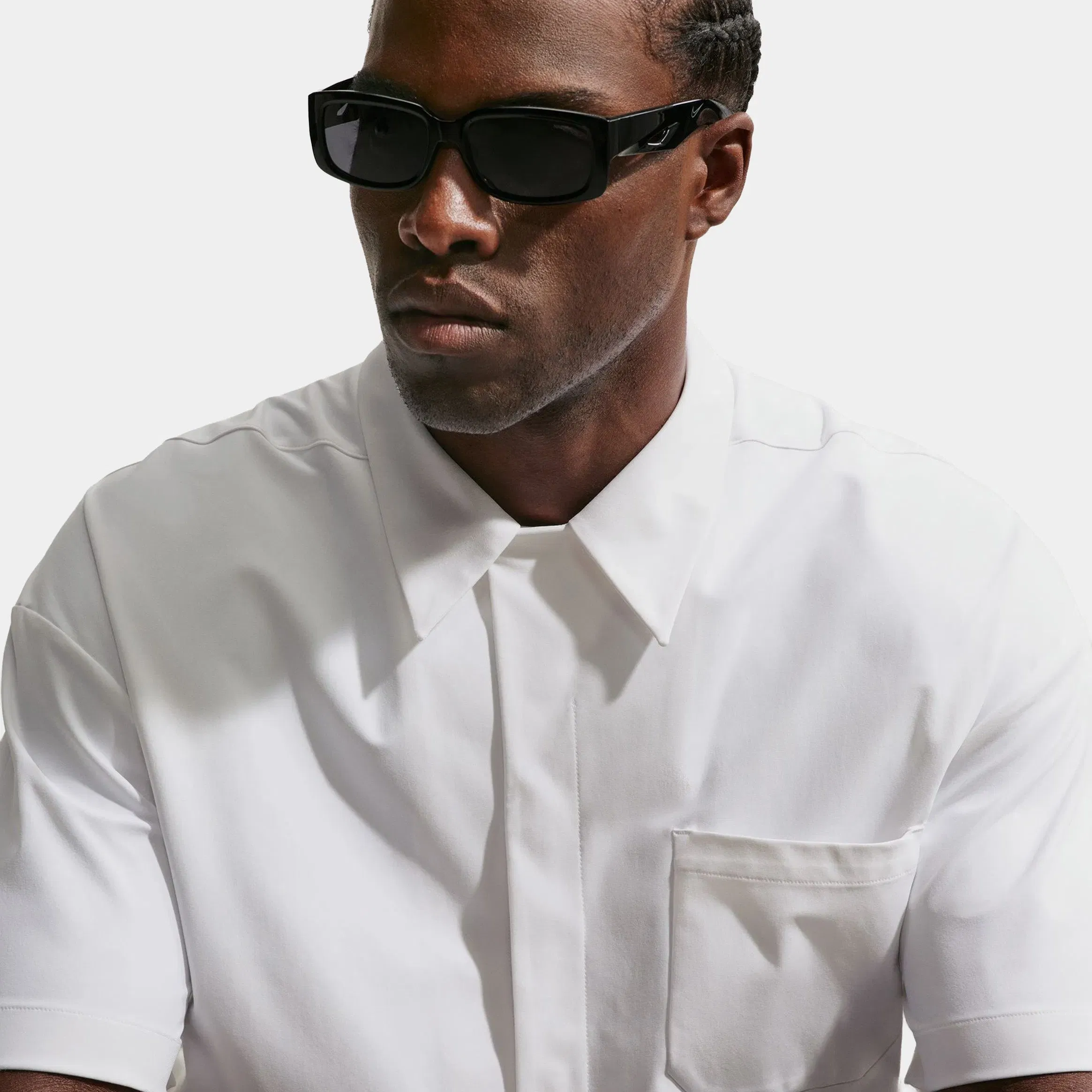 Nike 24.7 PerfectStretch Dri Fit UV Button Up Mens Short Sleeve Shirt (White/Sail/Photon Dust)