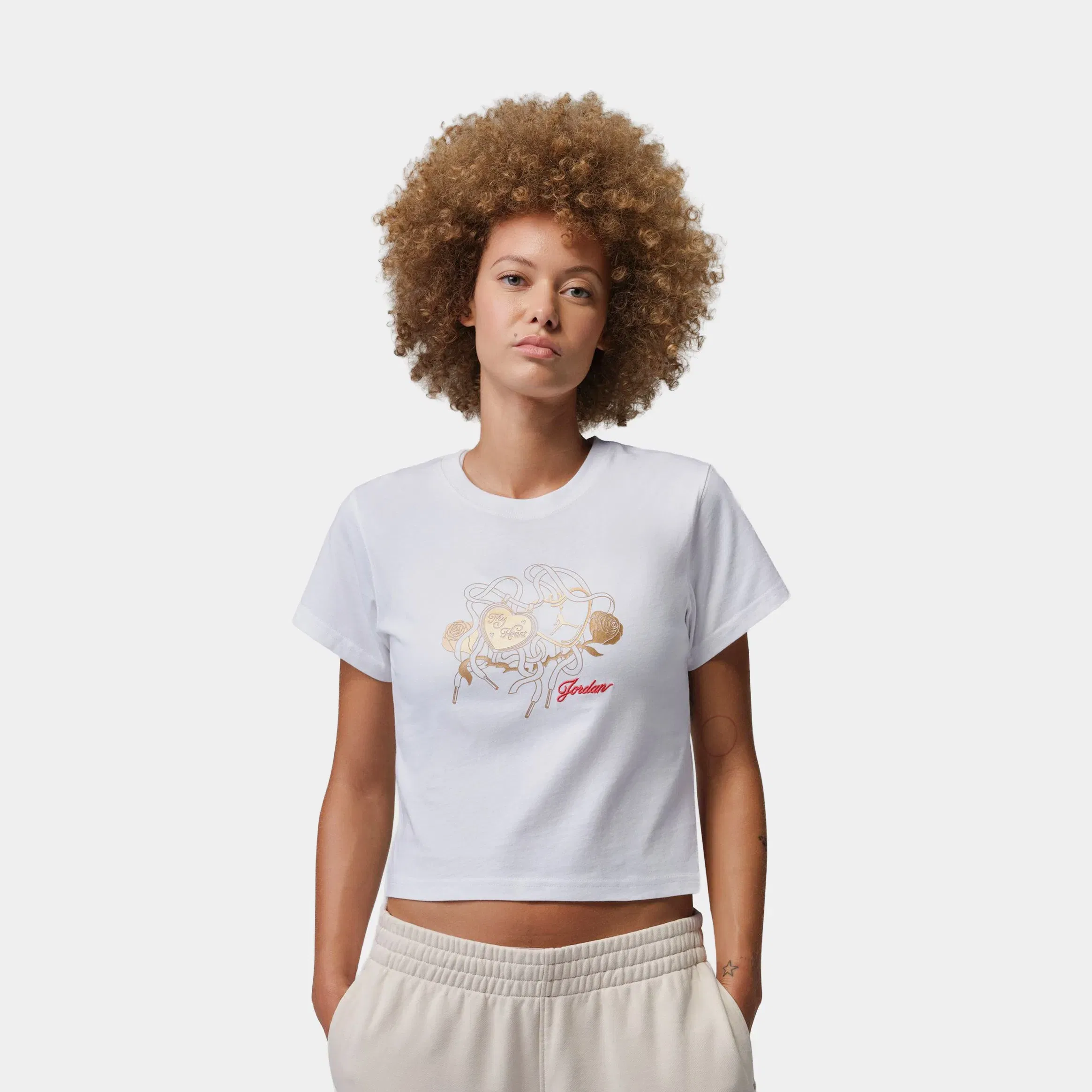 Air Jordan Brooklyn Graphic Womens Short Sleeve Shirt (White)