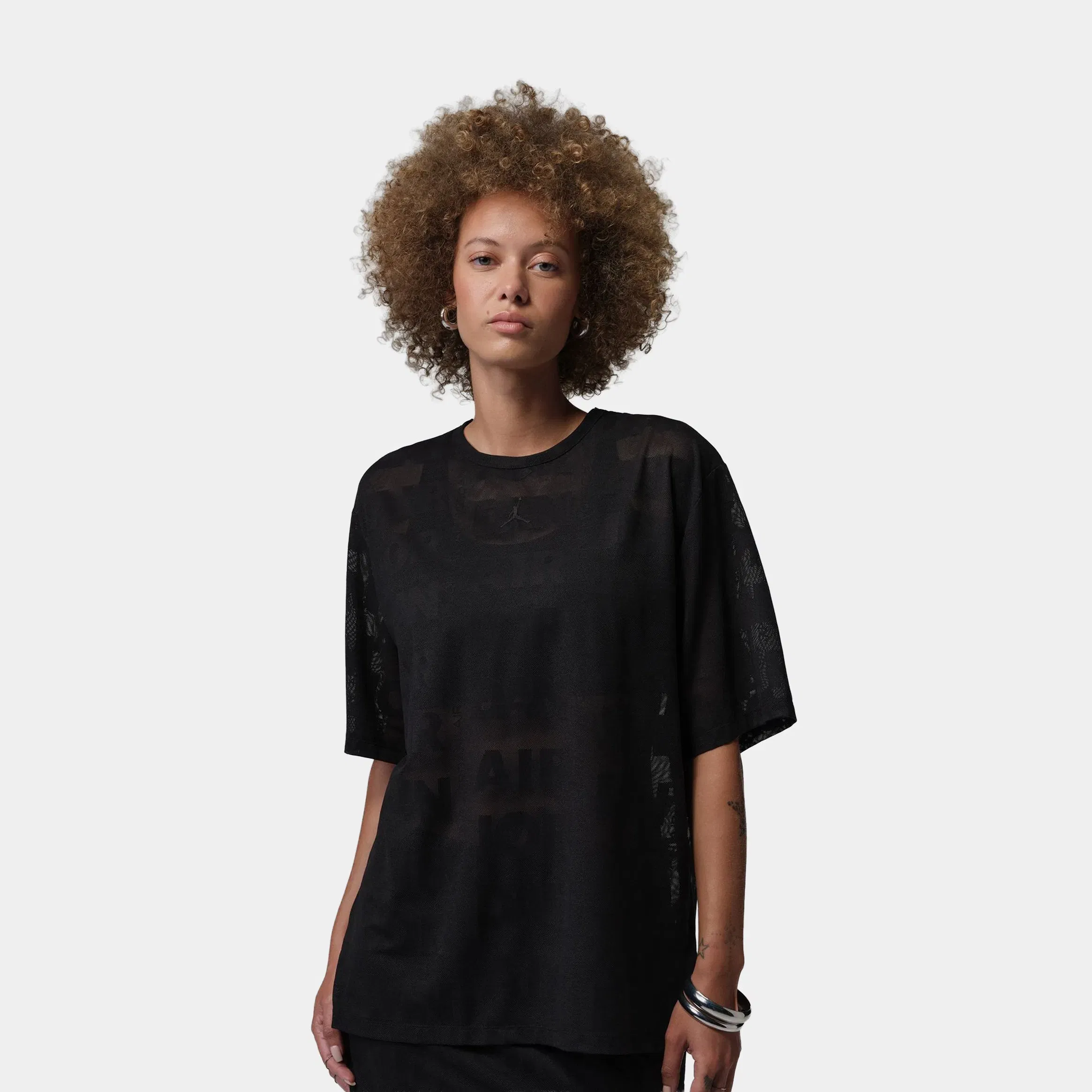 Air Jordan Flight Open Knit Womens Short Sleeve Shirt (Black)