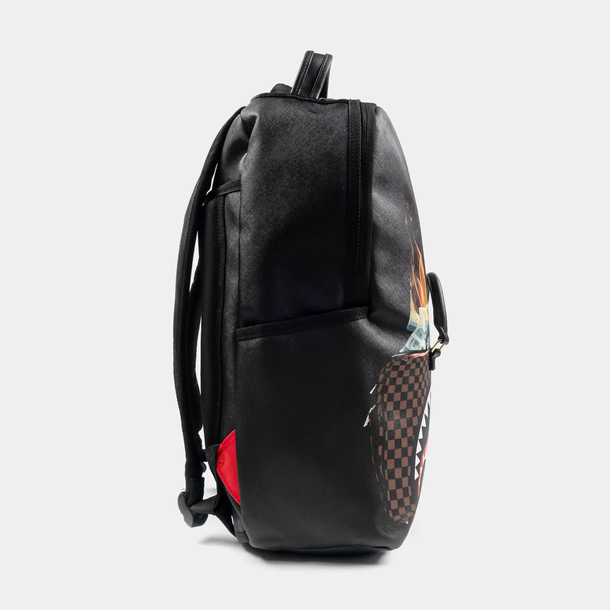 Sprayground Bag Of Money On Fire Mens Backpack (Black/Brown)