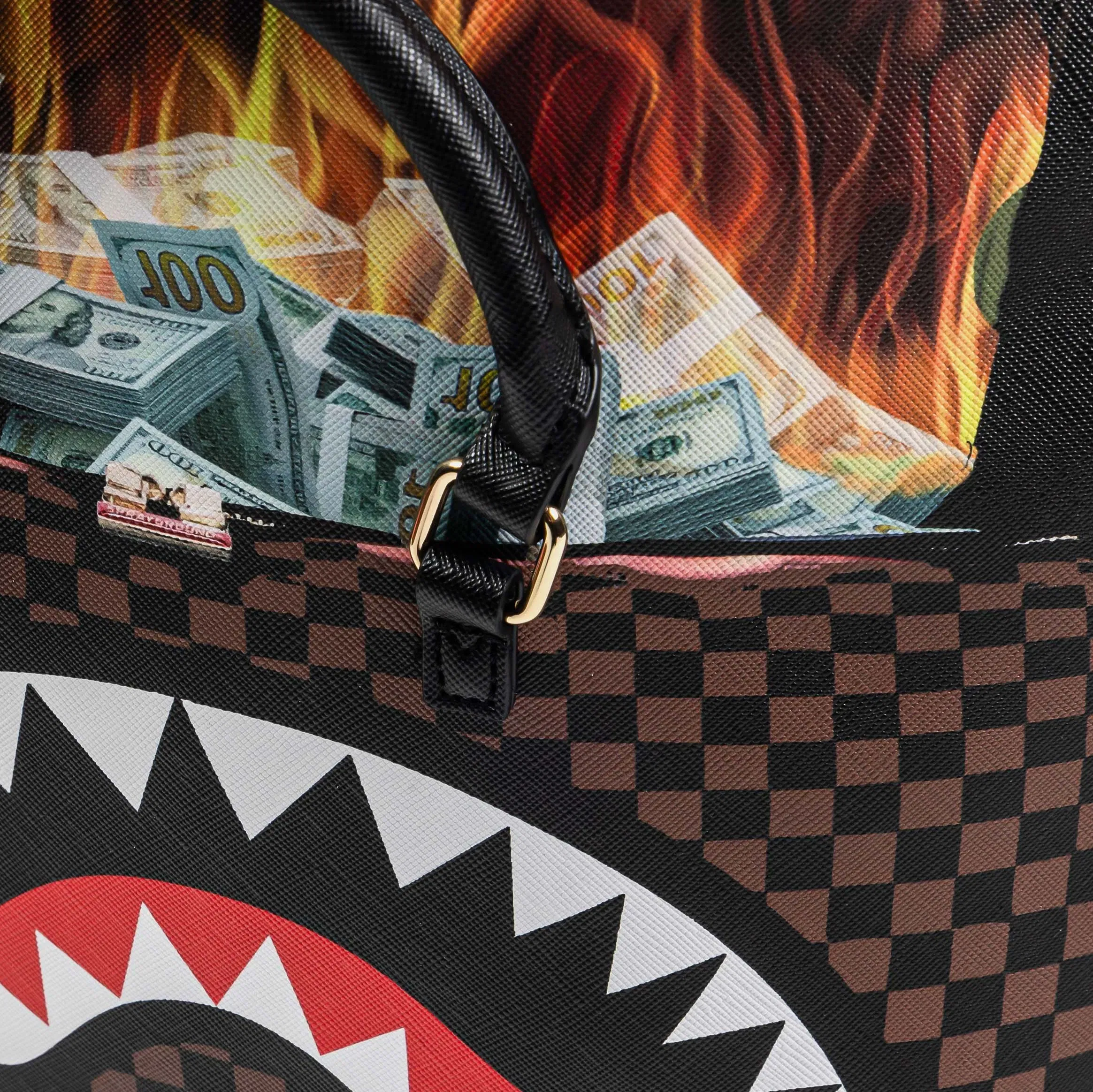 Sprayground Bag Of Money On Fire Mens Backpack (Black/Brown)