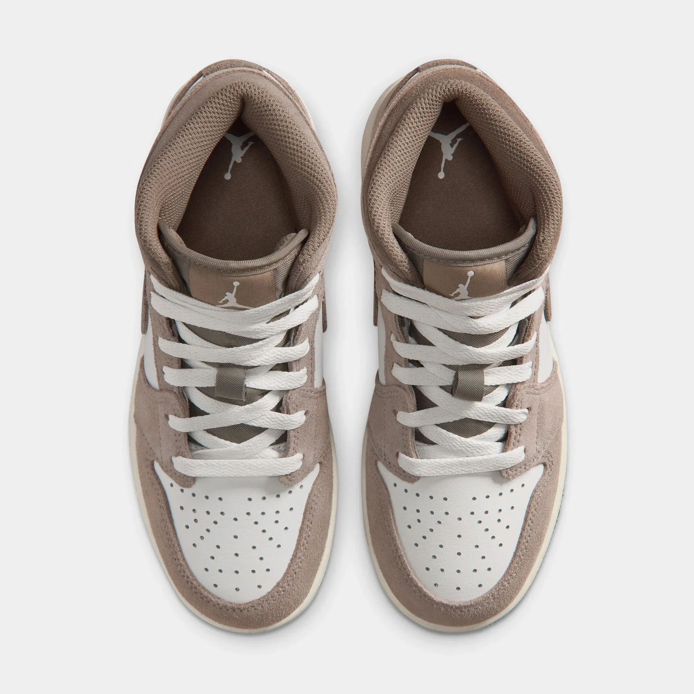 Air Jordan 1 Mid Grade School Lifestyle Shoes (Enigma Stone/Olive Grey/Summit White)