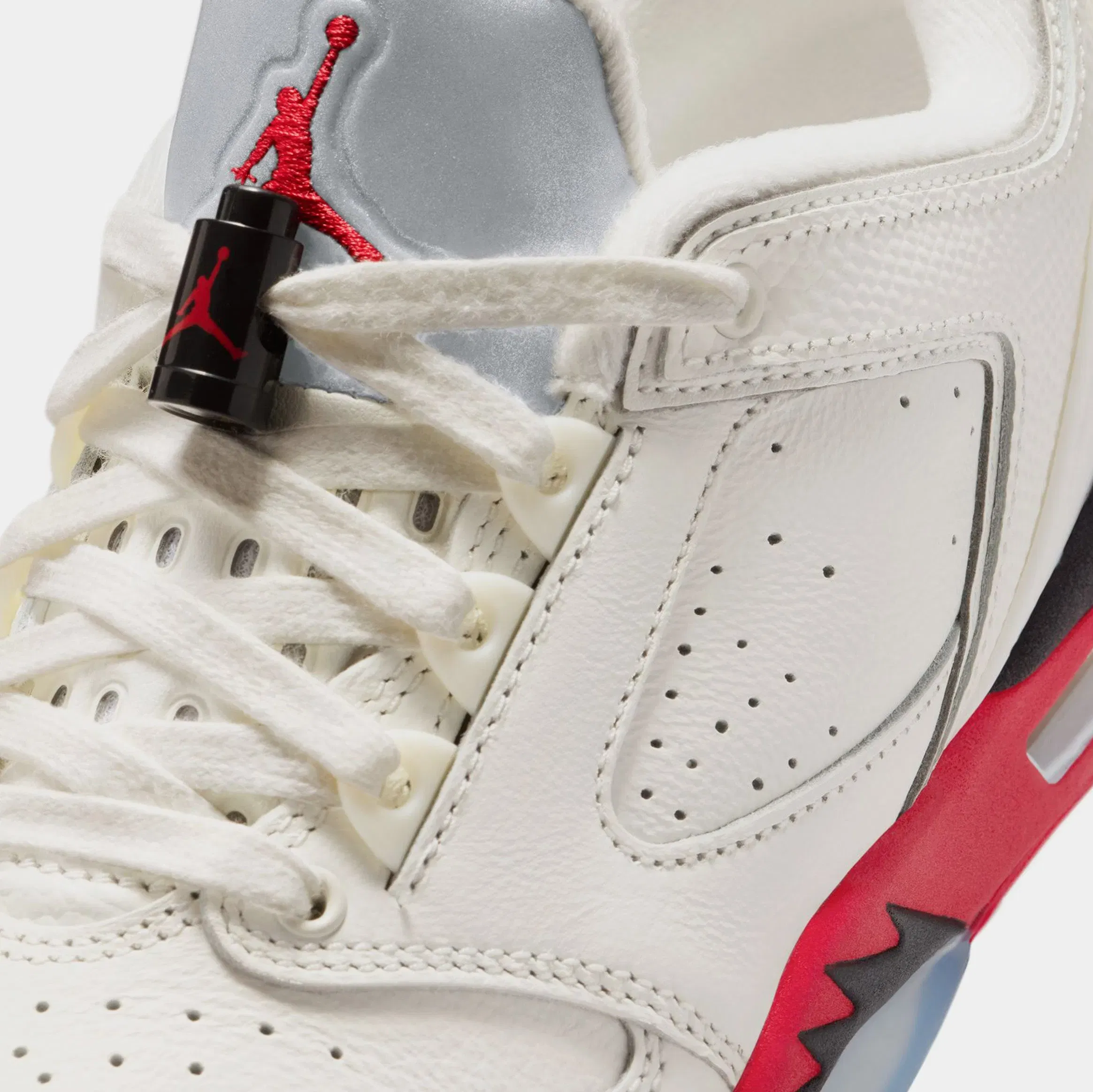 Air Jordan Sixty Plus Low Grade School Basketball Shoes (Sail/Black/Reflect Silver/Fire Red)