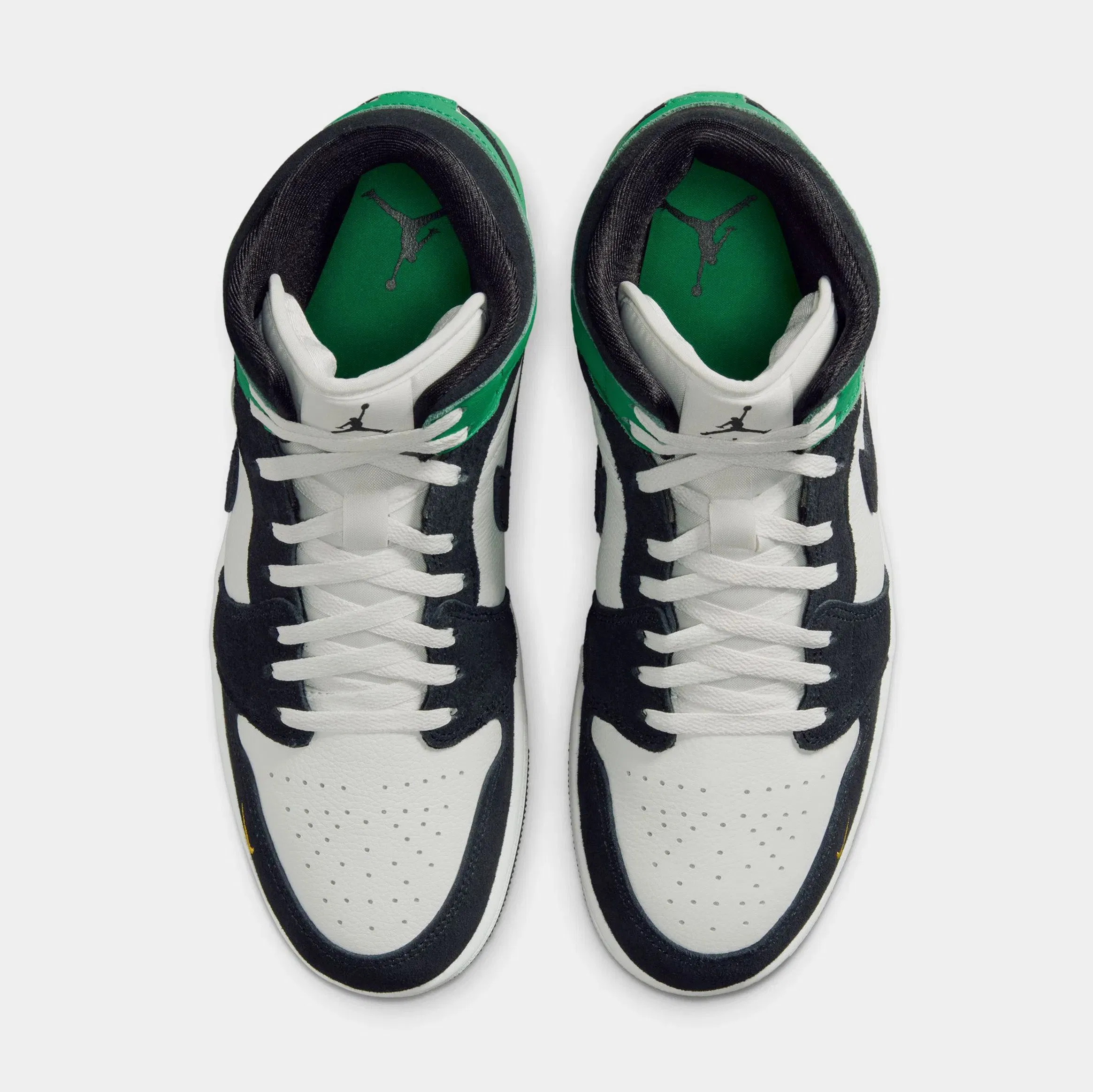 Air Jordan 1 Mid Mens Lifestyle Shoes (Summit White/Lucky Green/University Gold/Black)