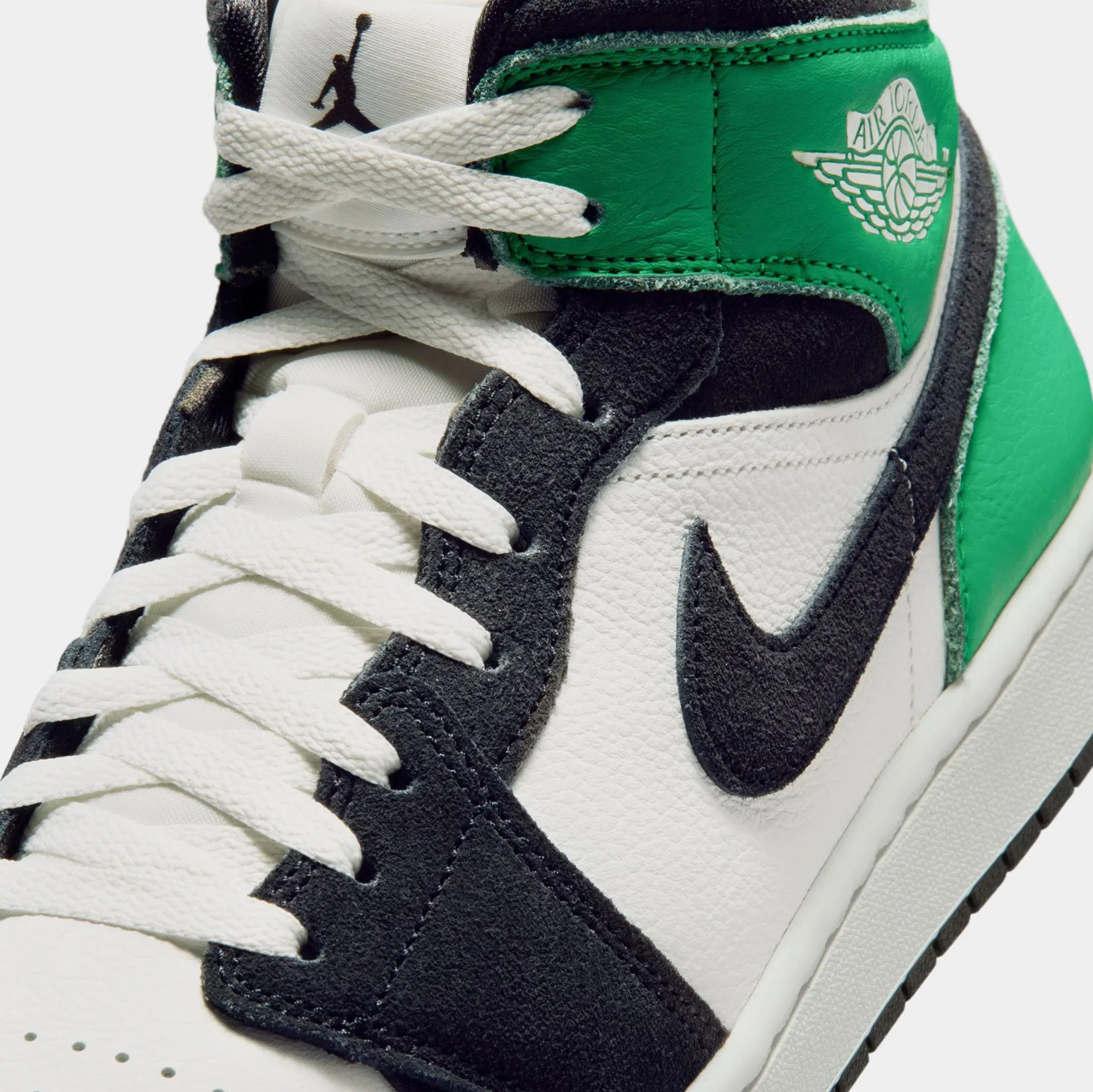 Air Jordan 1 Mid Mens Lifestyle Shoes (Summit White/Lucky Green/University Gold/Black)